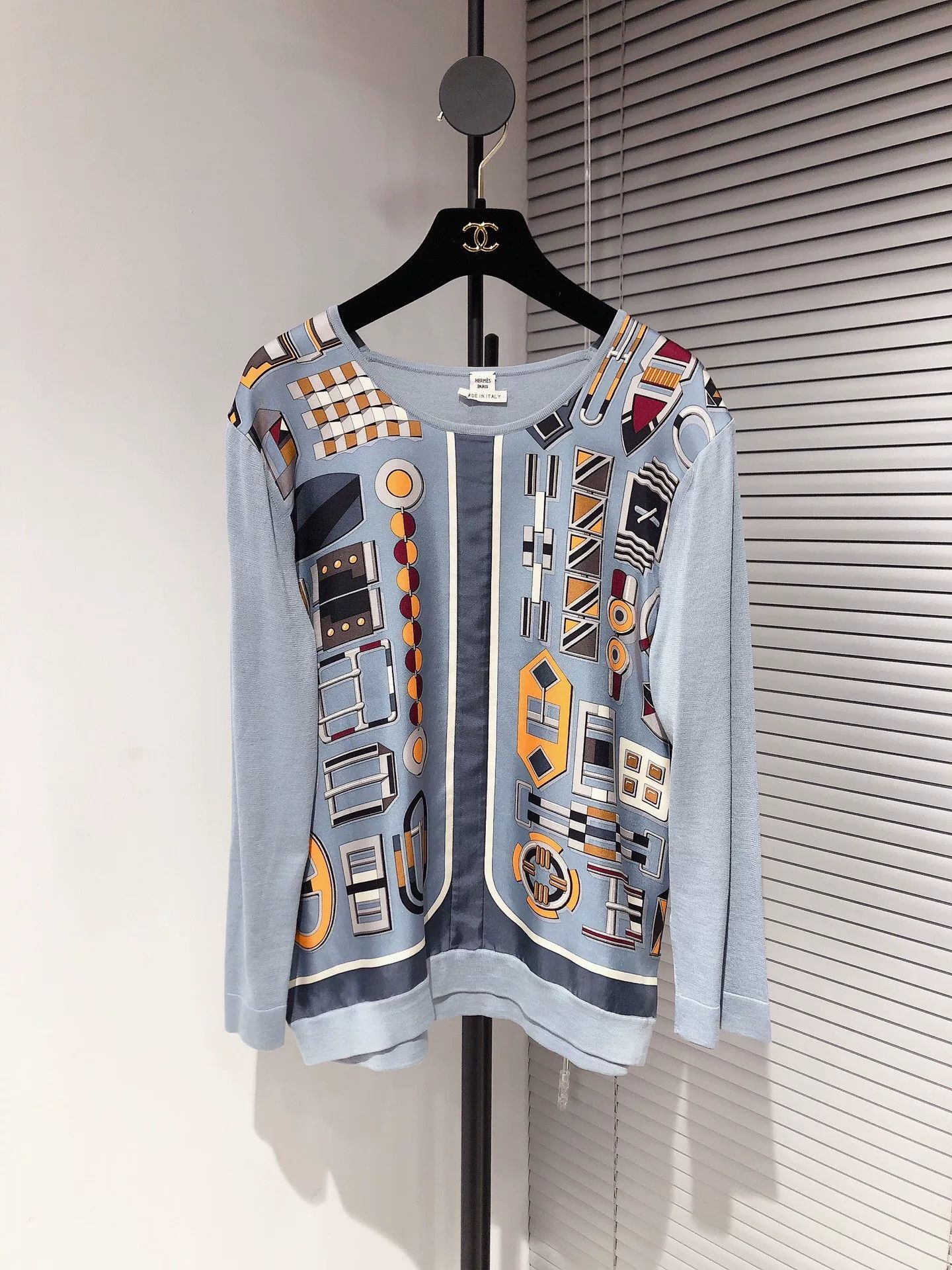 Hermes Hermes Silk Print Paneled Knit Top Size US S / EU 44-46 / 1 - 1 Thumbnail