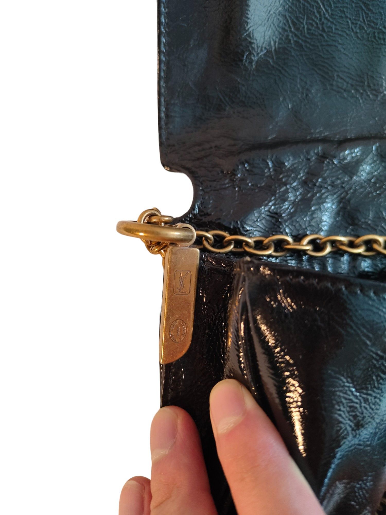 Yves Saint Laurent Black Patent Mini Shoulder Bag With Gold Chain Strap Size ONE SIZE - 8 Thumbnail