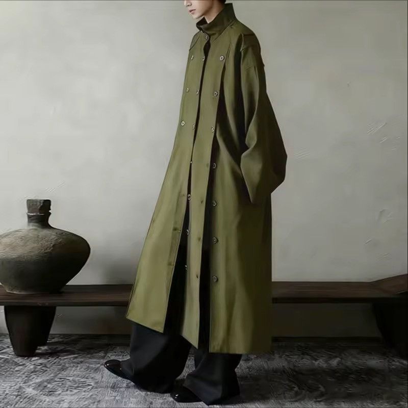 Japanese Brand Solid Casual Japanese Streetwear Green Midi Coat Jacket Size US XXL / EU 58 / 5 - 1 Thumbnail