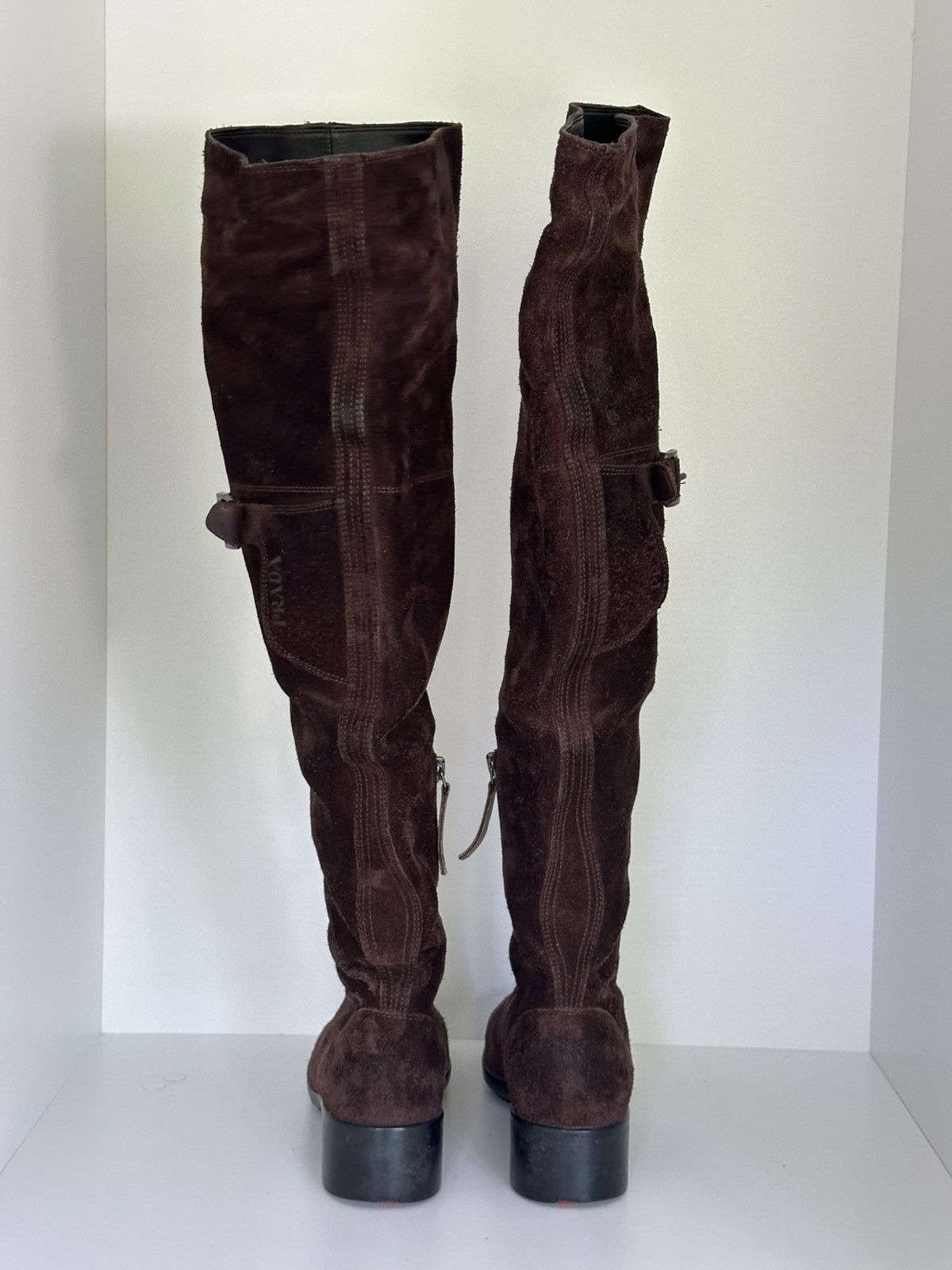 Designer × Prada Prada over the knee boots with dustbag Size US 7 / IT 37 - 5 Thumbnail