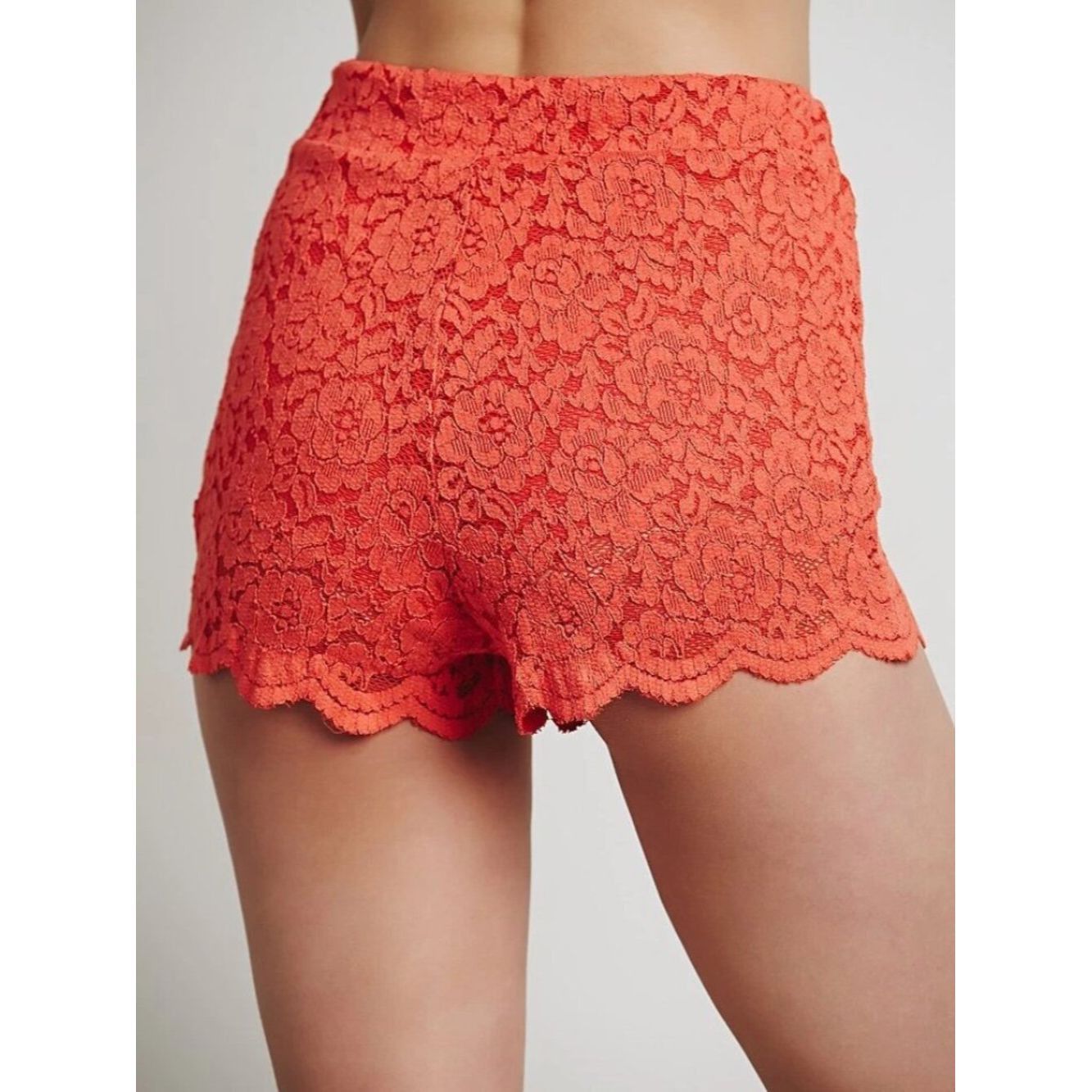Free People NWT New Free People Orange Stretch Floral Lace Biker Shorts Size 27" / US 4 / IT 40 - 3 Thumbnail