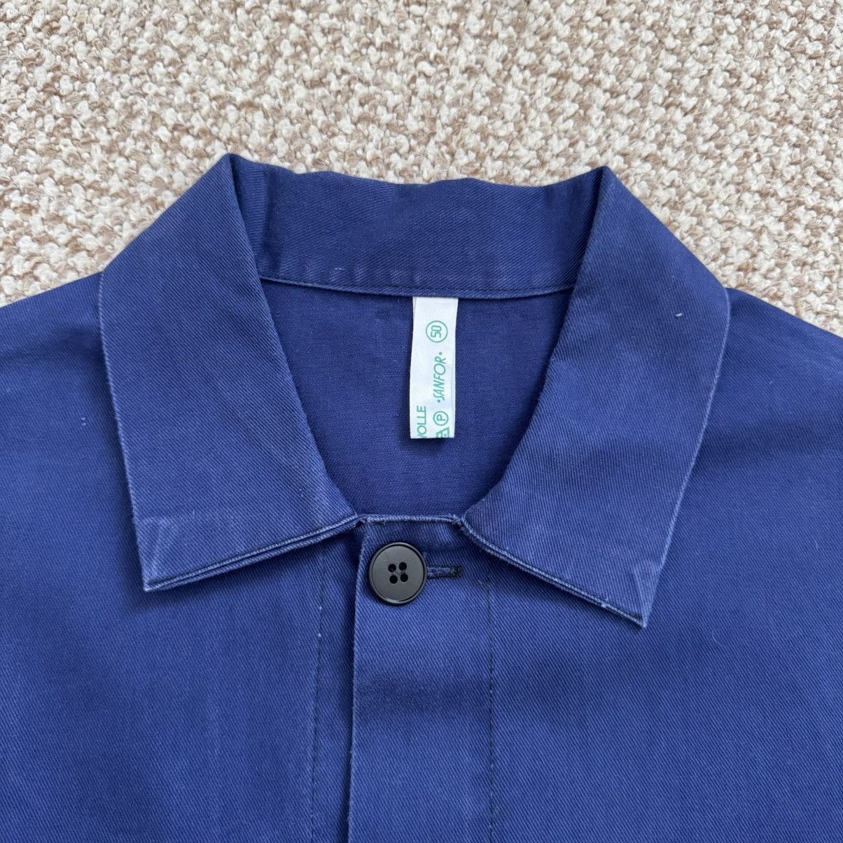 Le Laboureur 80s French Sanfor Vintage Blue Faded Cotton Works Jacket Size US M / EU 48-50 / 2 - 2 Thumbnail