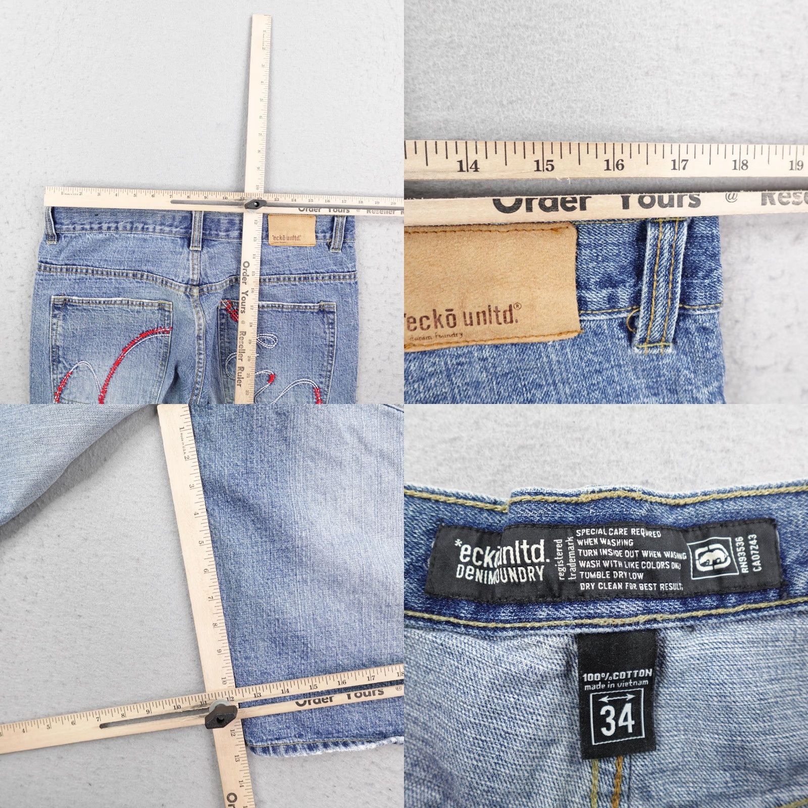 Ecko Unltd. VINTAGE Ecko Unltd Shorts Mens 34 Blue Denim Distressed Baggy Jorts 90s Hip Hop Casual Size US 34 / EU 50 - 8 Thumbnail