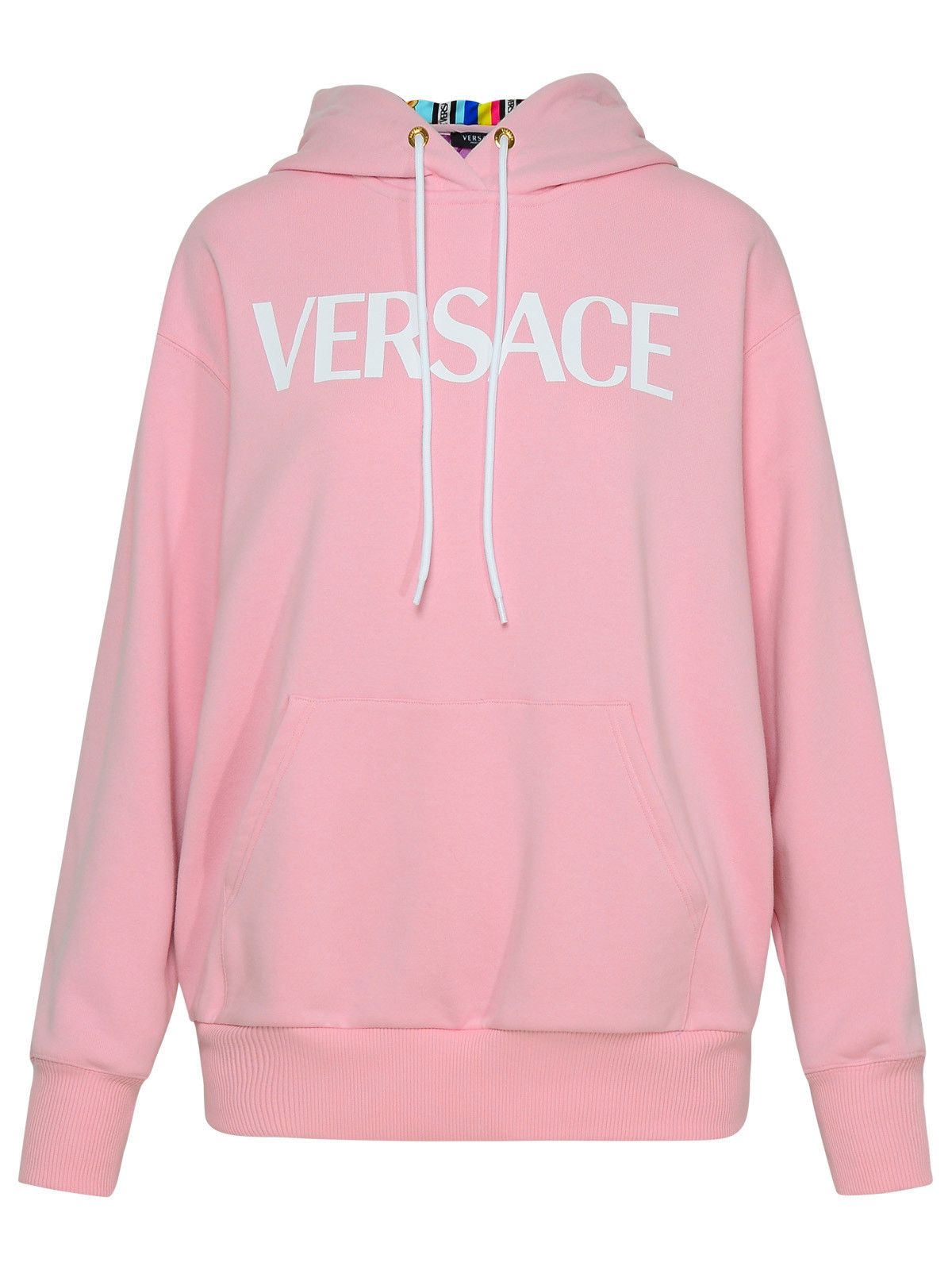 image of Versace Maxi Logo Hoodie in Pink, Women's (Size XS)