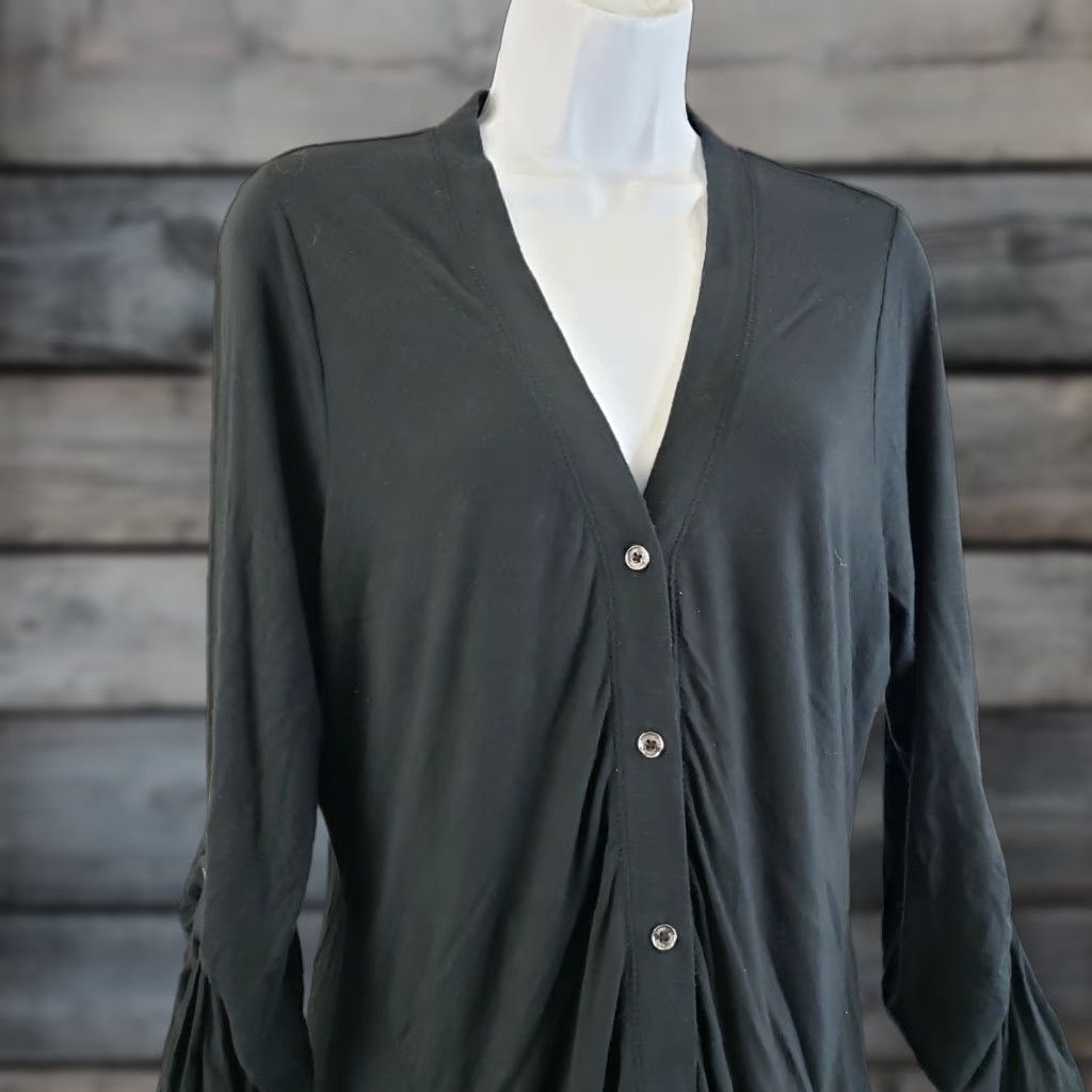Vintage LOGO by Lori Goldstein Womens Top XS Black Button Front Tunic Sleeve Long Sleeve Blouse Casual Size XS / US 0-2 / IT 36-38 - 1 Thumbnail