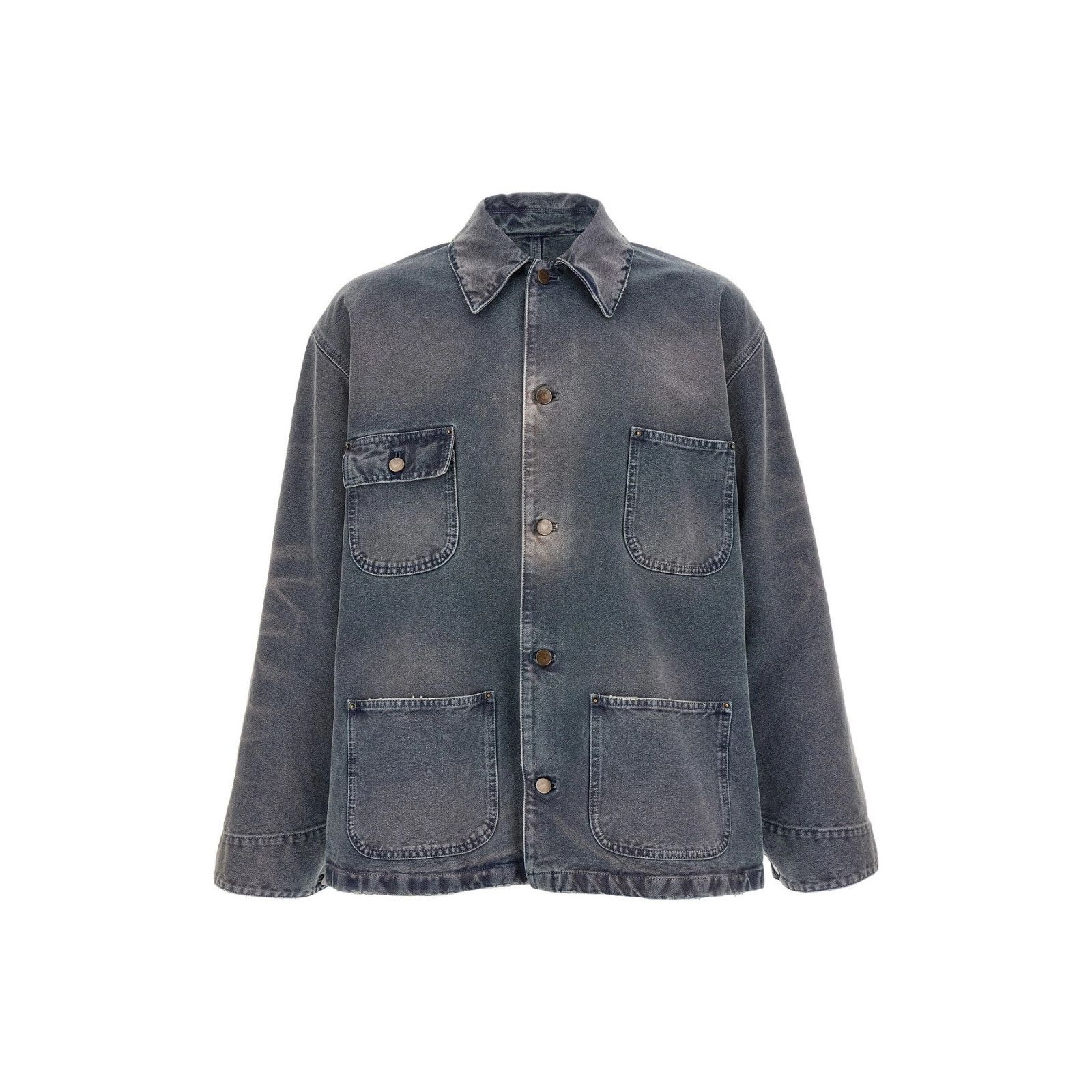 Prada PRADA Blouson Blue Canvas Distressed Jacket New & Authentic Size US M / EU 48-50 / 2 - 1 Thumbnail