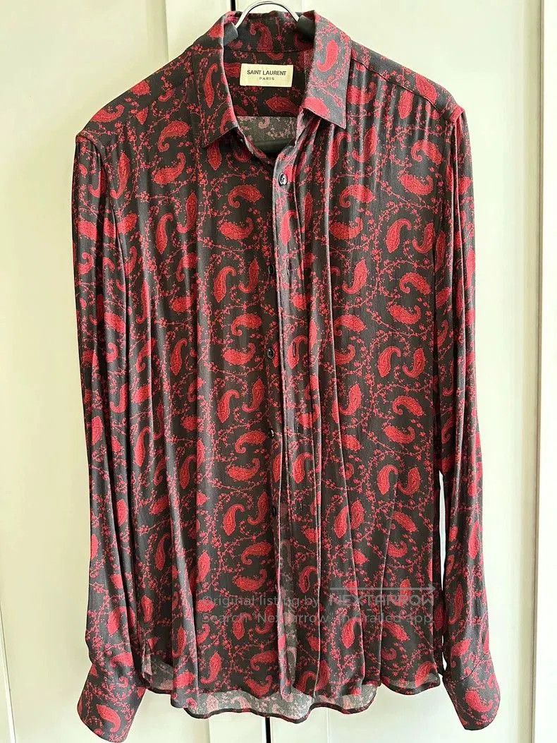 Saint Laurent Paris SAINT LAURENT Black Red Paisley Shirt. Size US S / EU 44-46 / 1 - 1 Thumbnail