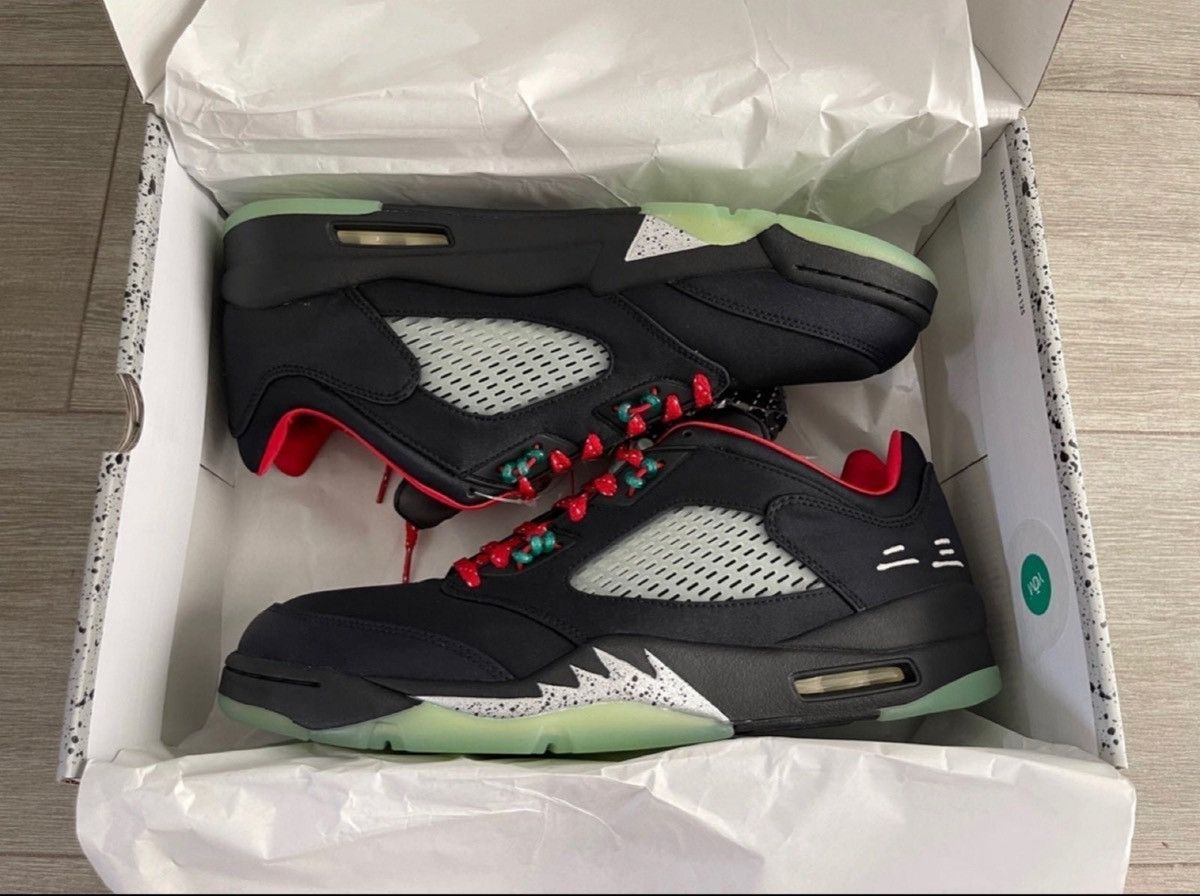 CLOT × Jordan Brand Air Jordan 5 Retro Low CLOT Classic Jade Fire Red Silver 12 Size US 12 / EU 45 - 3 Thumbnail