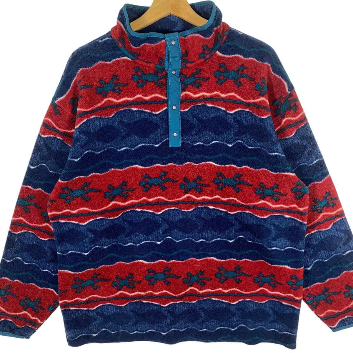 L.L. Bean × Patagonia Vintage L.L. Bean Red Multi Fleece Half Button Size US M / EU 48-50 / 2 - 5 Thumbnail