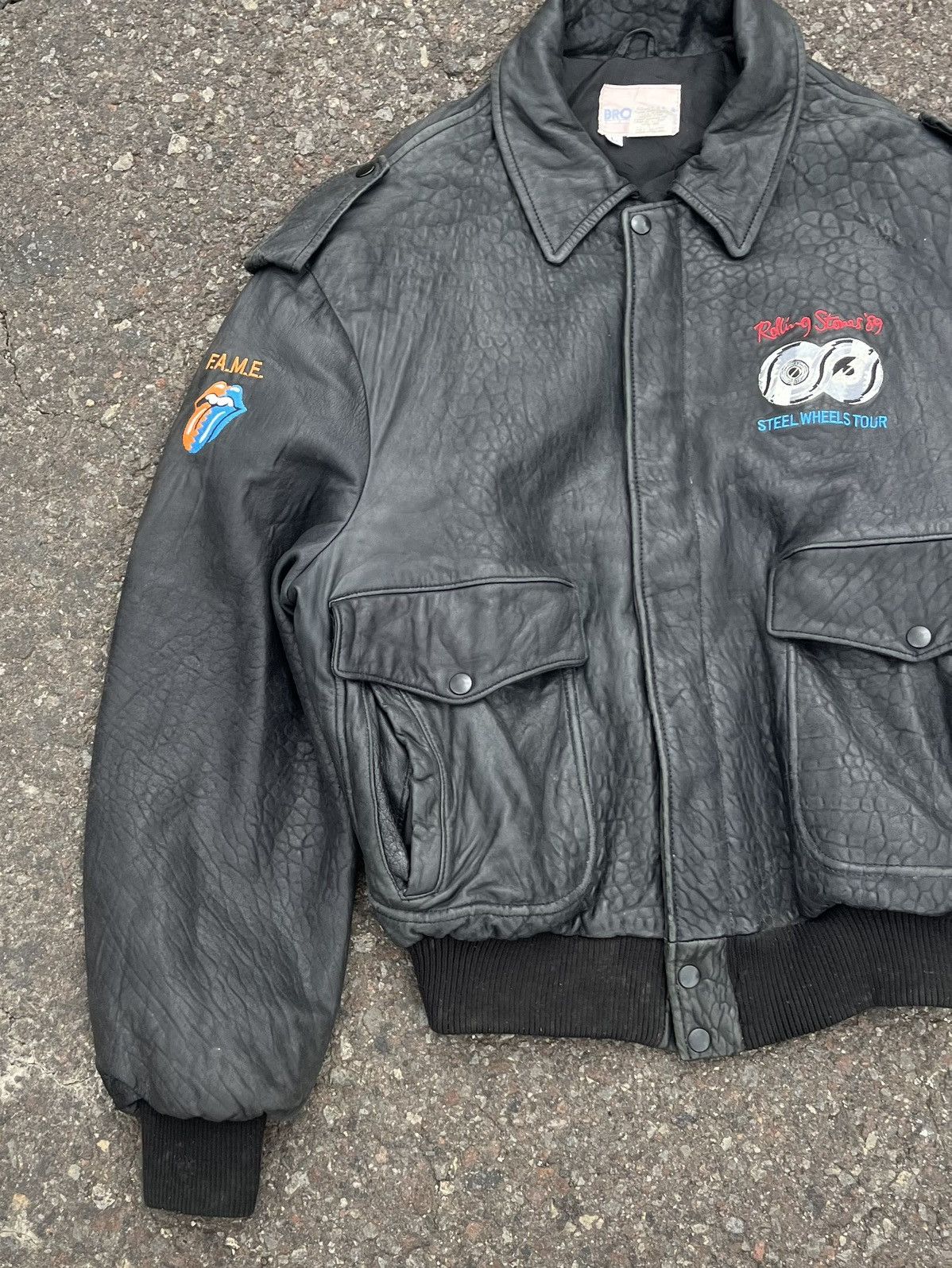 Brockum The Rolling Stones Leather Jacket Tour 89’ “Steel Wheels” Size US L / EU 52-54 / 3 - 4 Thumbnail