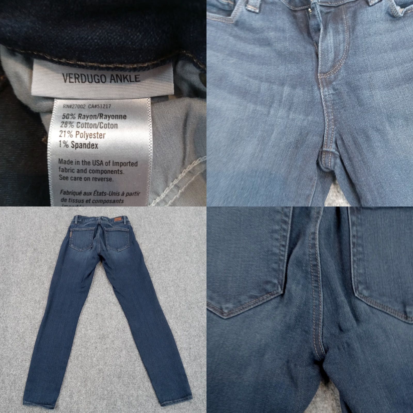 Paige Paige Womens Blue Denim Skinny Jeans Size 24 Low Rise Stretch Size 42" / US 20 - 8 Thumbnail