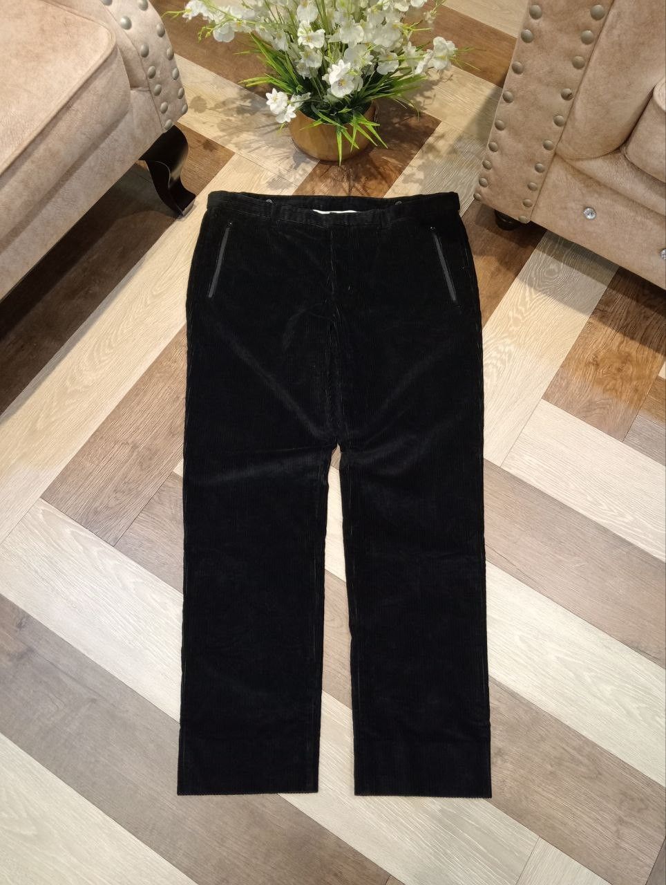 Emporio Armani EMPORIO ARMANI MATT LINE BLACK CORDUROY PANTS Size US 38 / EU 54 - 1 Thumbnail