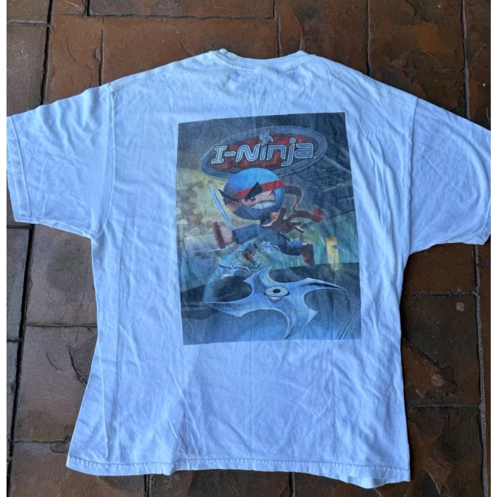 Hanes VINTAGE 90s NAMCO I-Ninja T-Shirt XL Hanes White Crew Neck Short Sleeve Graphic Print Men Men Size US XL / EU 56 / 4 - 2 Thumbnail