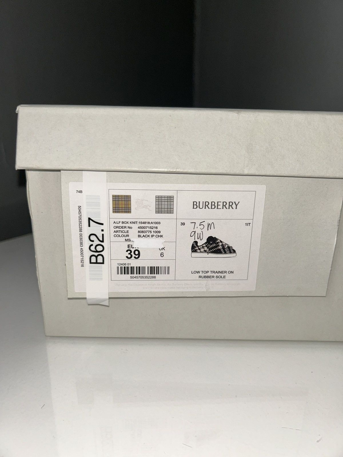 Burberry Burberry Box Knit Black Check Low Top Sneakers Size 39 Size US 7.5 / EU 40-41 - 13 Thumbnail