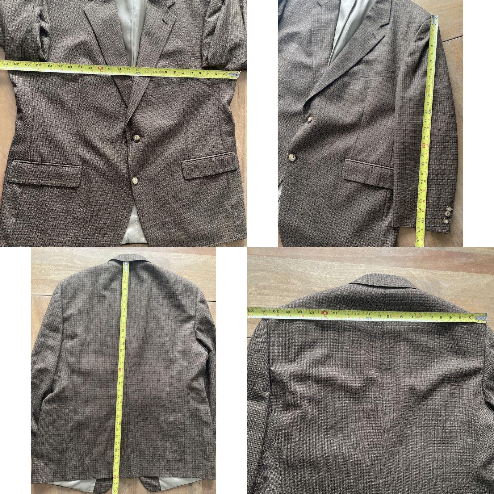 Lord & Taylor VINTAGE LORD & TAYLOR Blazer Mens 48R Brown Geometric Notch Lapel Wool 50in Chest Single-Breasted 2-Button Vintage USA Mens Size 48R - 8 Thumbnail