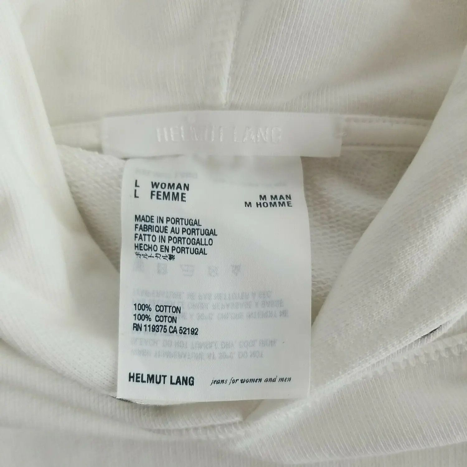 Helmut Lang Helmut Lang In Lang We Trust Ss18 White Pullover Hoodie Size US M / EU 48-50 / 2 - 4 Thumbnail