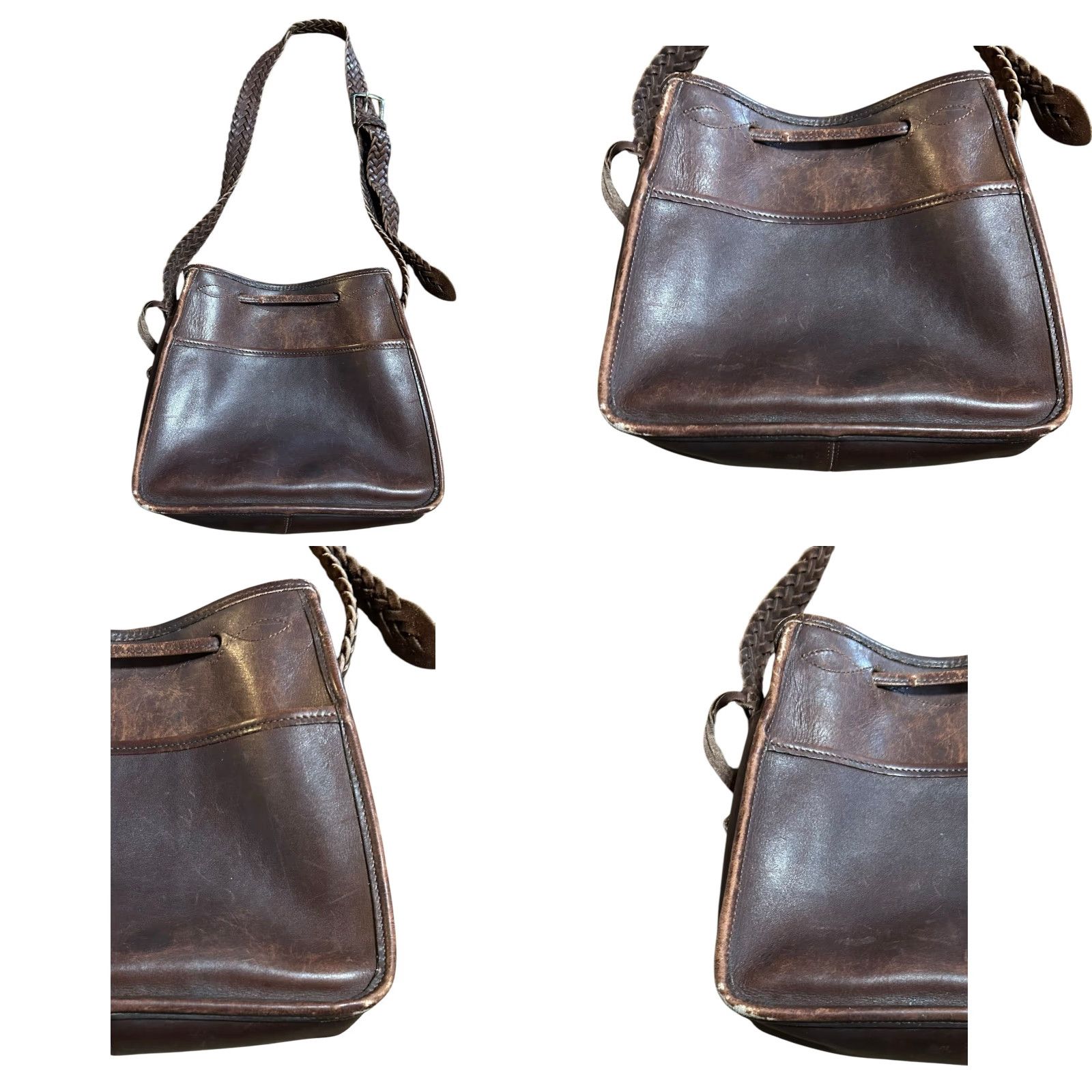 Brighton VINTAGE Brighton Western Crossbody Purse Hearts Leather Brown Conchos Damaged Women Crossbody Bag Medium Brown Leather, Silver Hardware Women Size ONE SIZE - 10 Thumbnail