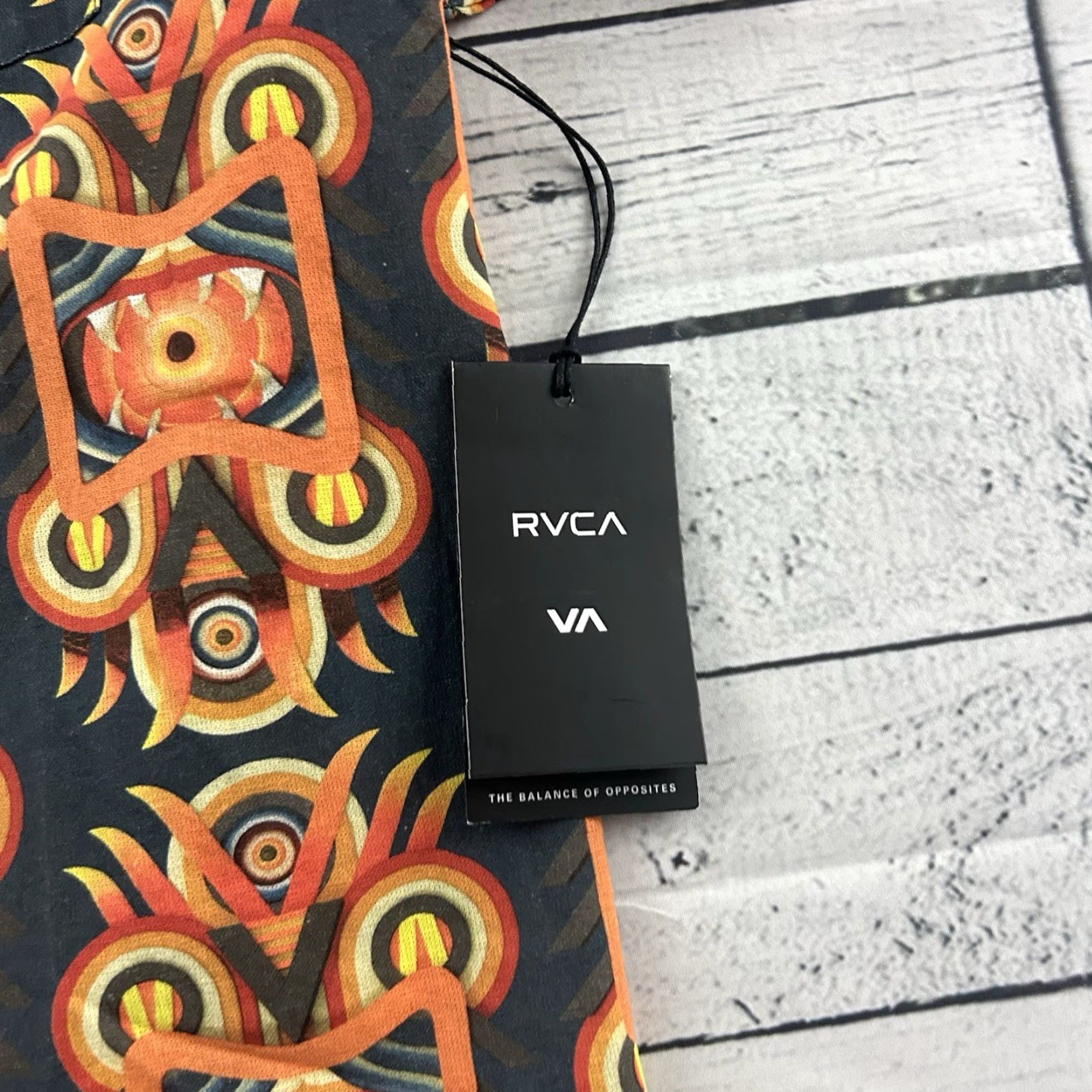 RVCA RVCA Regular Fit Redondo Short Sleeve Button-Up Shirt Men's L Orange Size US L / EU 52-54 / 3 - 2 Thumbnail