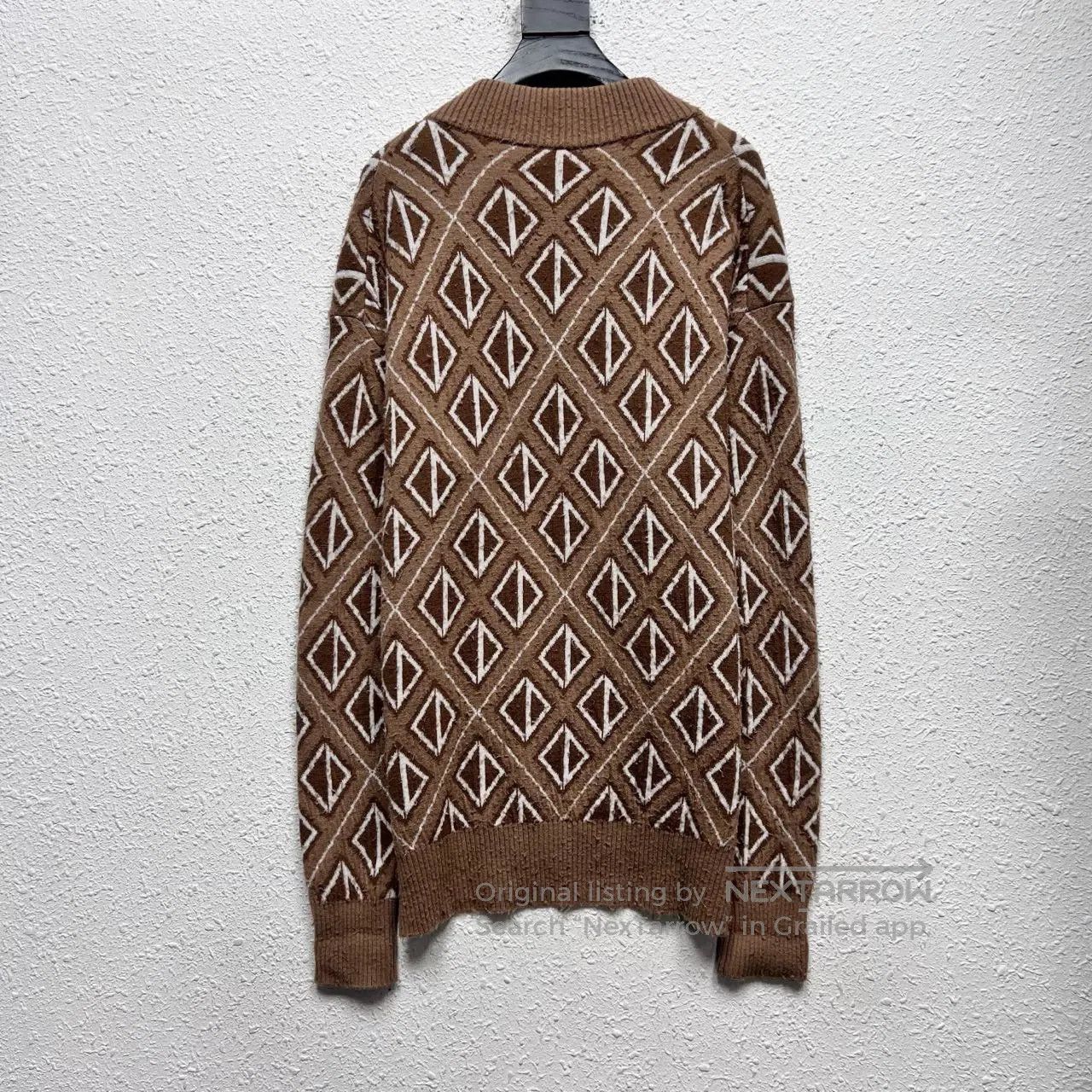 Dior Dior SS22 Diamond Pattern Brown Cashmere Knit Sweater Size S / US 4 / IT 40 - 2 Thumbnail