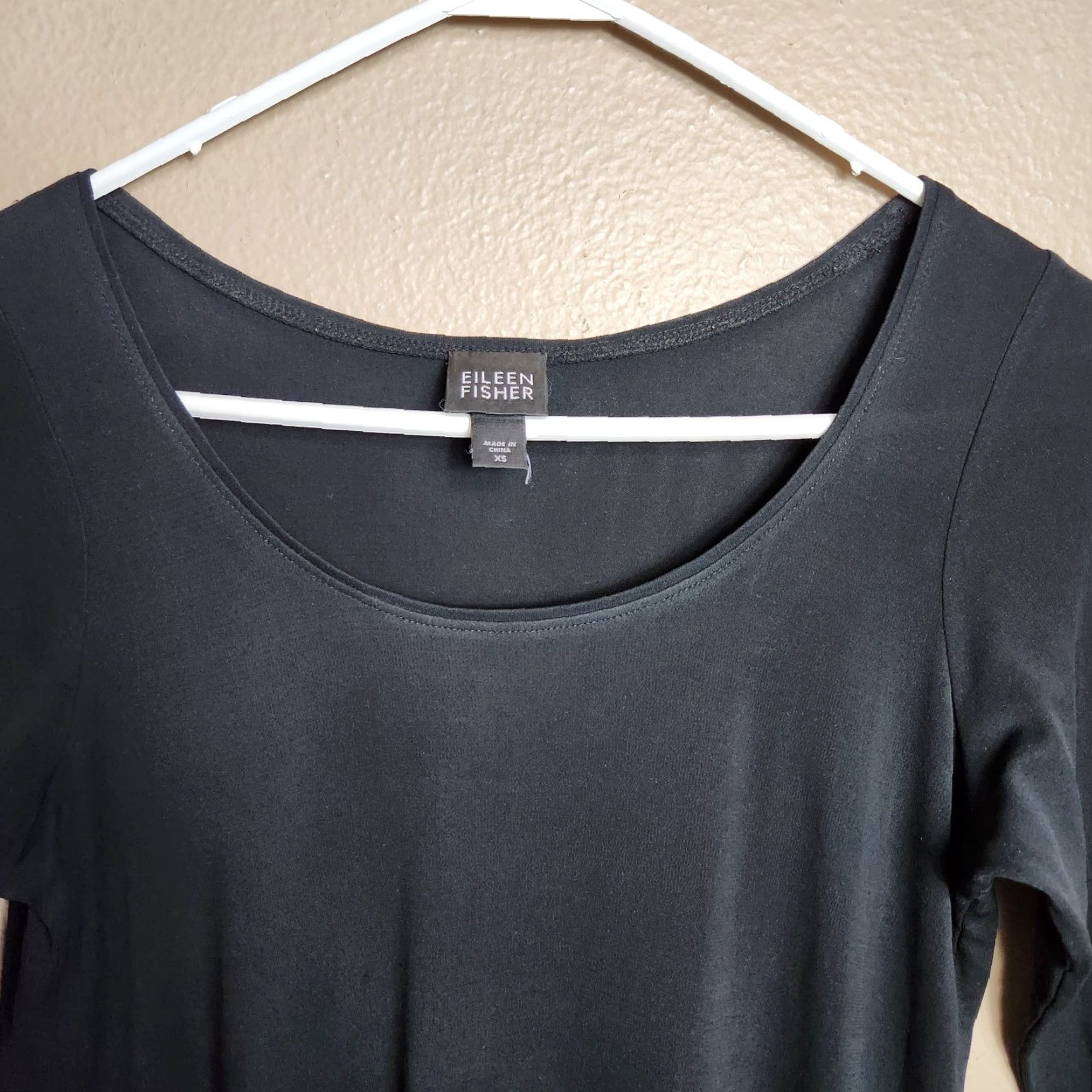 Eileen Fisher Eileen Fisher Womens XS Black Viscose Elbow Sleeve Swing Tunic Blouse Size XS / US 0-2 / IT 36-38 - 4 Thumbnail