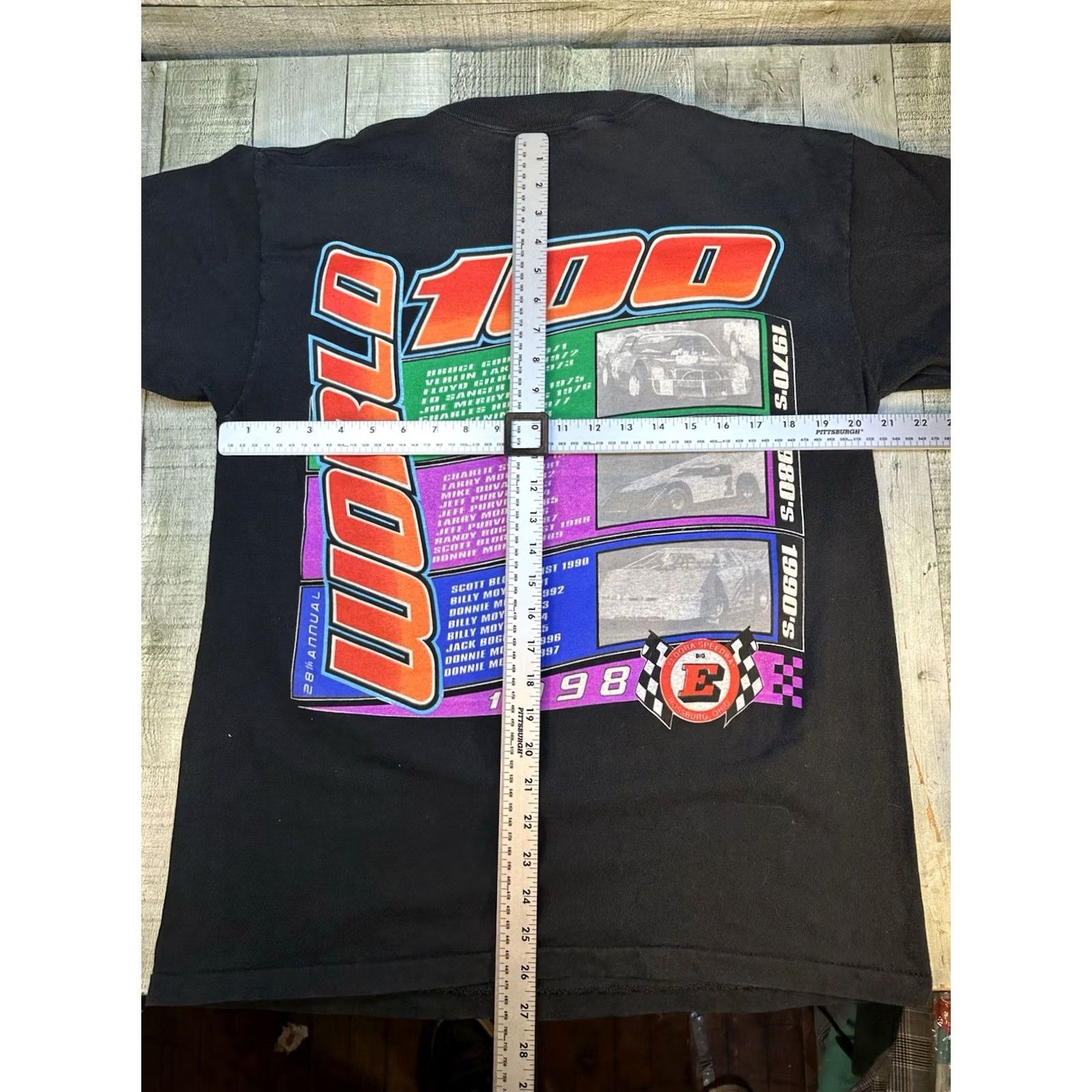 Vintage VTG 1998 World 100 Eldora Speedway Racing T-Shirt USA Dirt Track Large Mens Black Arizona Sports Shirts Size US L / EU 52-54 / 3 - 6 Thumbnail