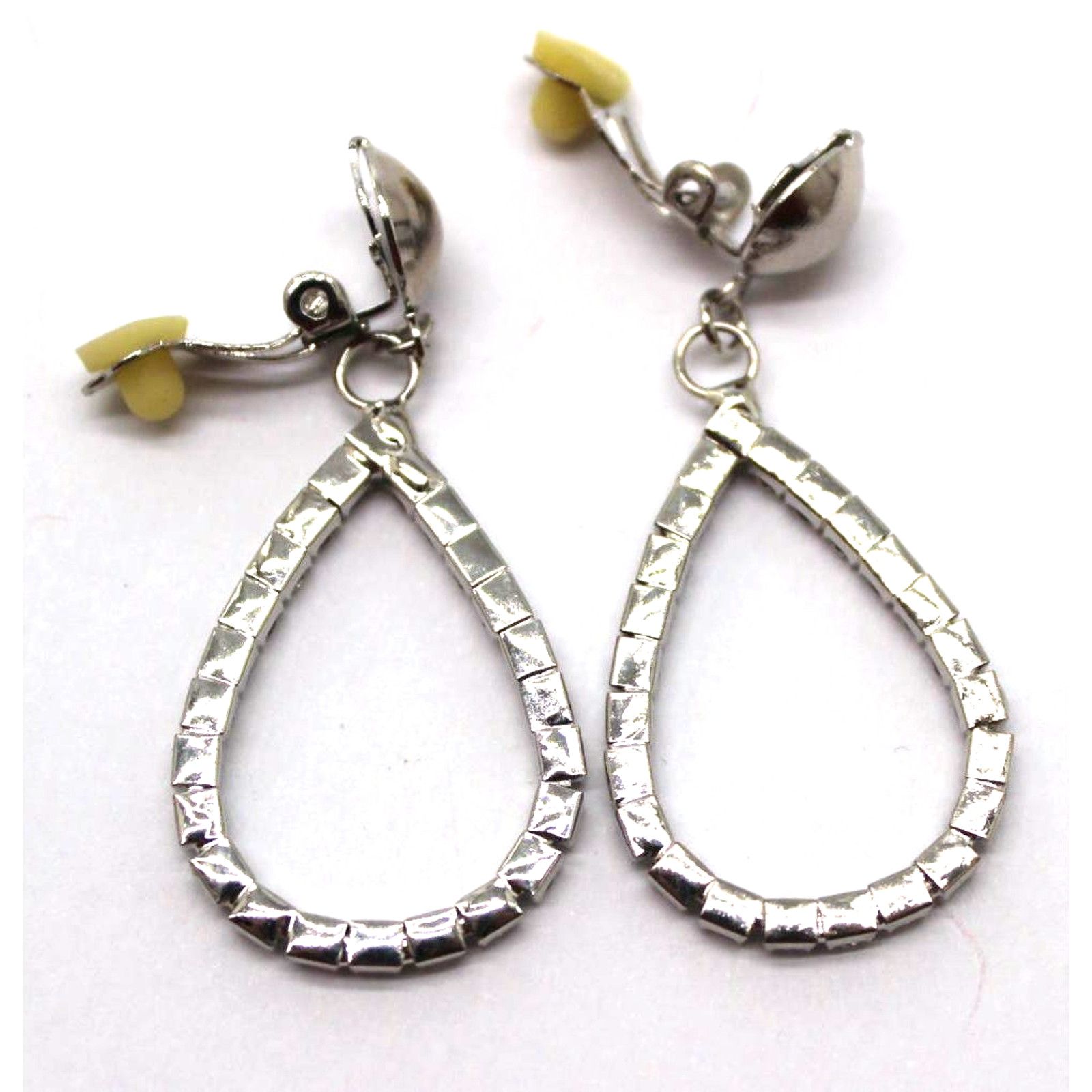 Other Rhinestone Hoop Earrings • Silver Tone • Clip On • Prong Set Size ONE SIZE - 3 Thumbnail