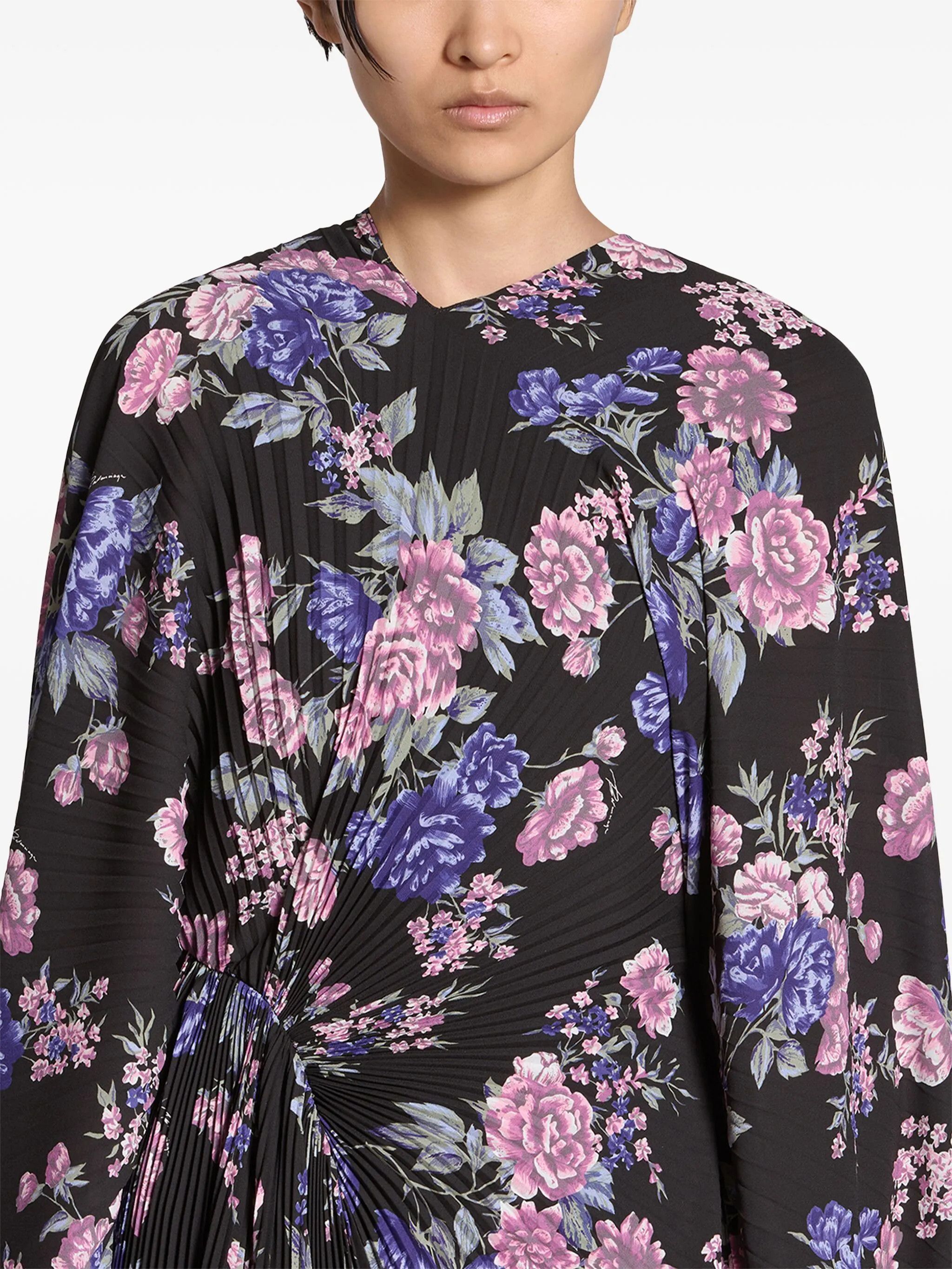 Balenciaga oc11z0825 Floral Circle Pleated Dress in Multicolor Size S / US 4 / IT 40 - 6 Thumbnail