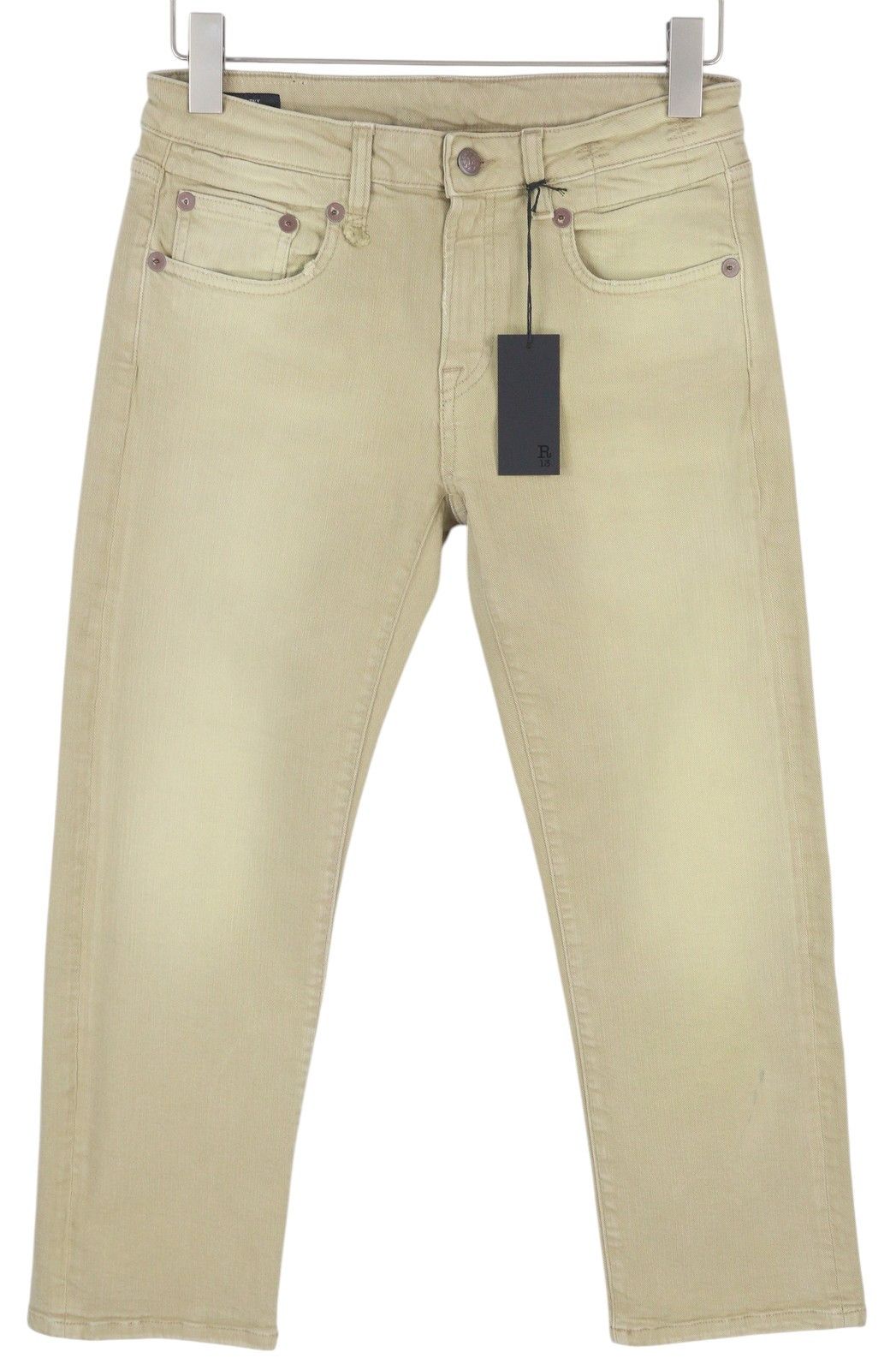R13 BOY STRAIGHT 28 Khaki Stretch Washed Cropped Zip 86280 Size 28" / US 6 / IT 42 - 2 Thumbnail