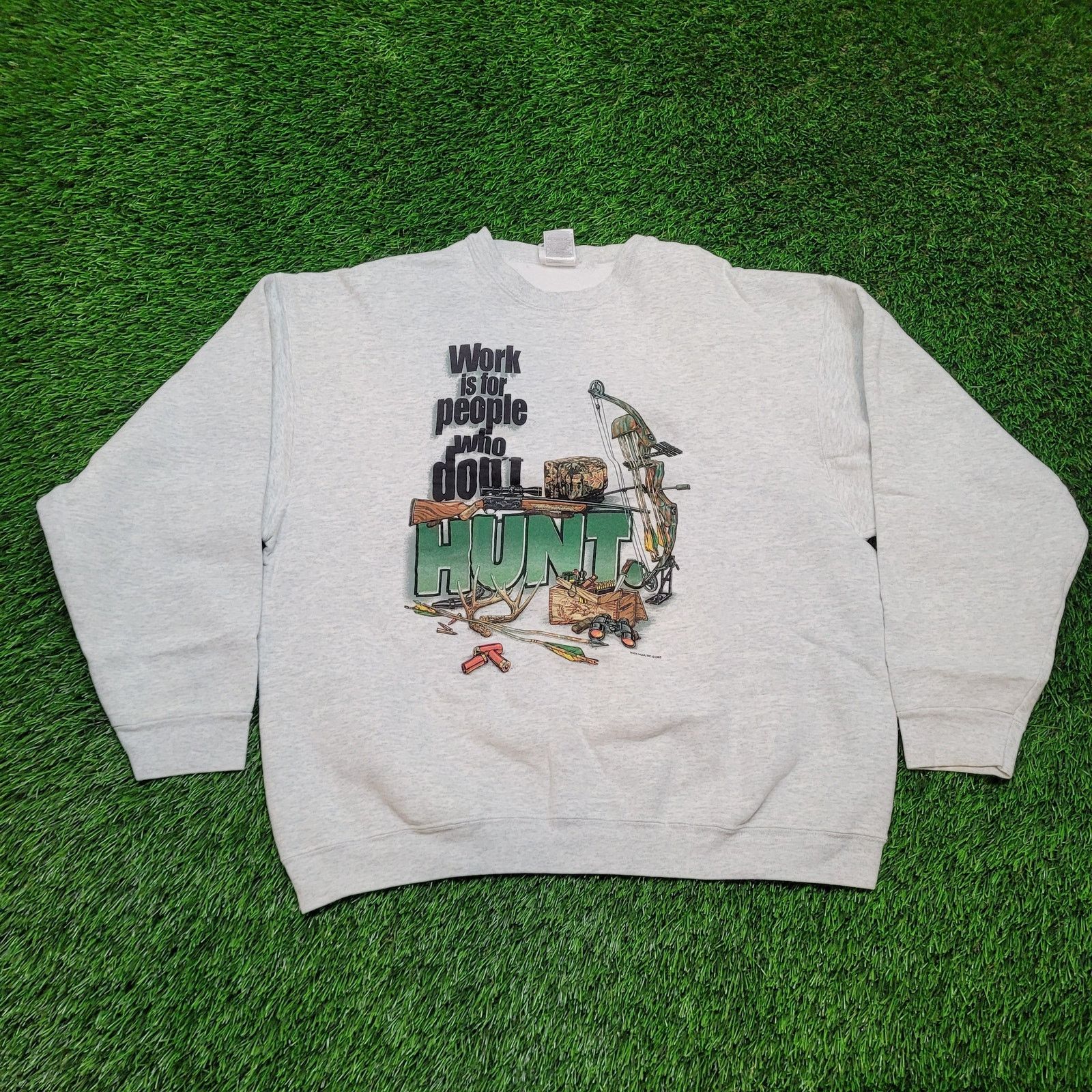 Vintage VTG 90s Buck Wear Hunting Sweatshirt Boxy Drop Shoulder XL Size US XL / EU 56 / 4 - 1 Thumbnail