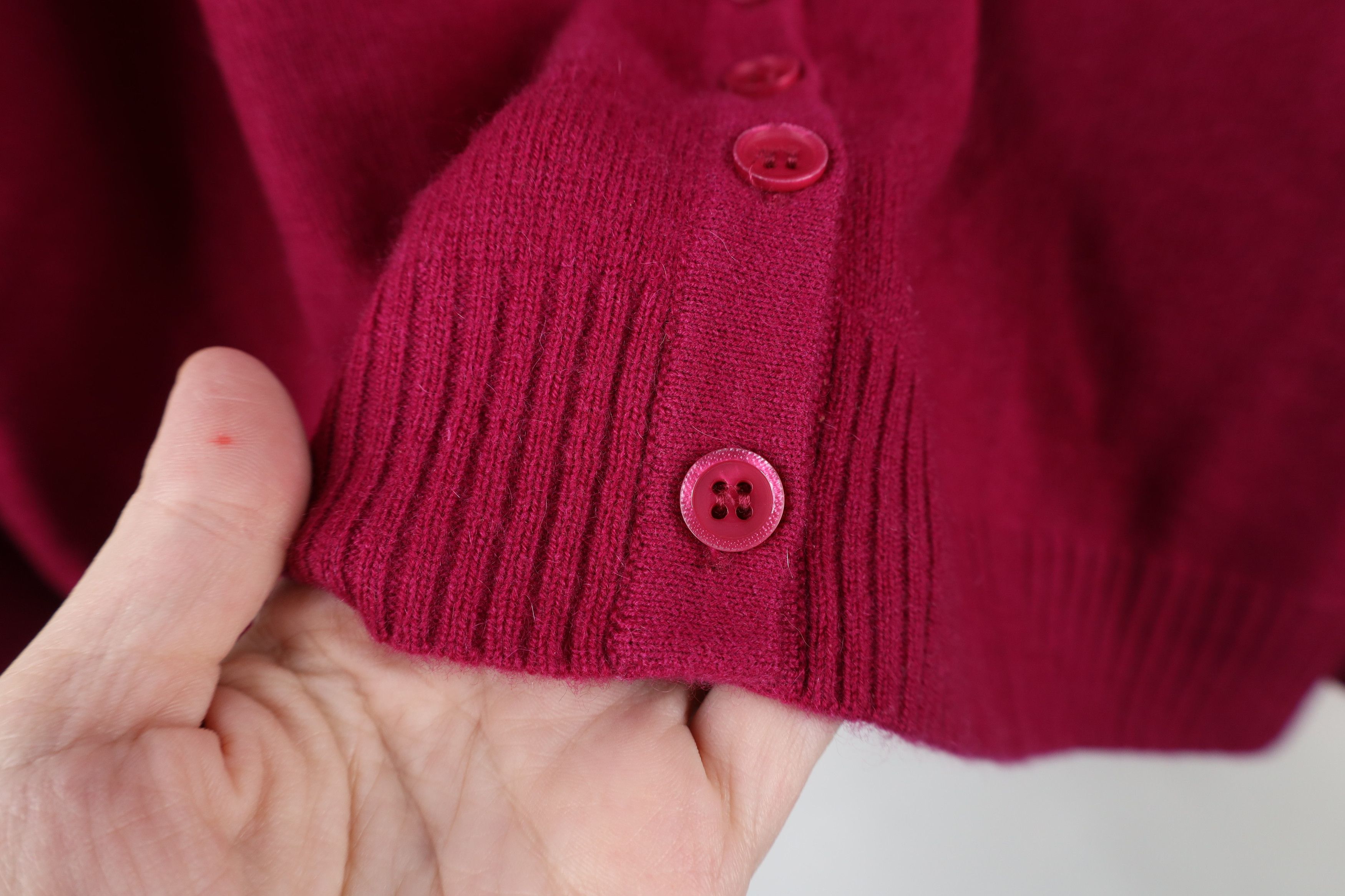 Vintage Vintage 90s Streetwear Cashmere Cardigan Sweater Magenta Size L / US 10 / IT 46 - 4 Thumbnail