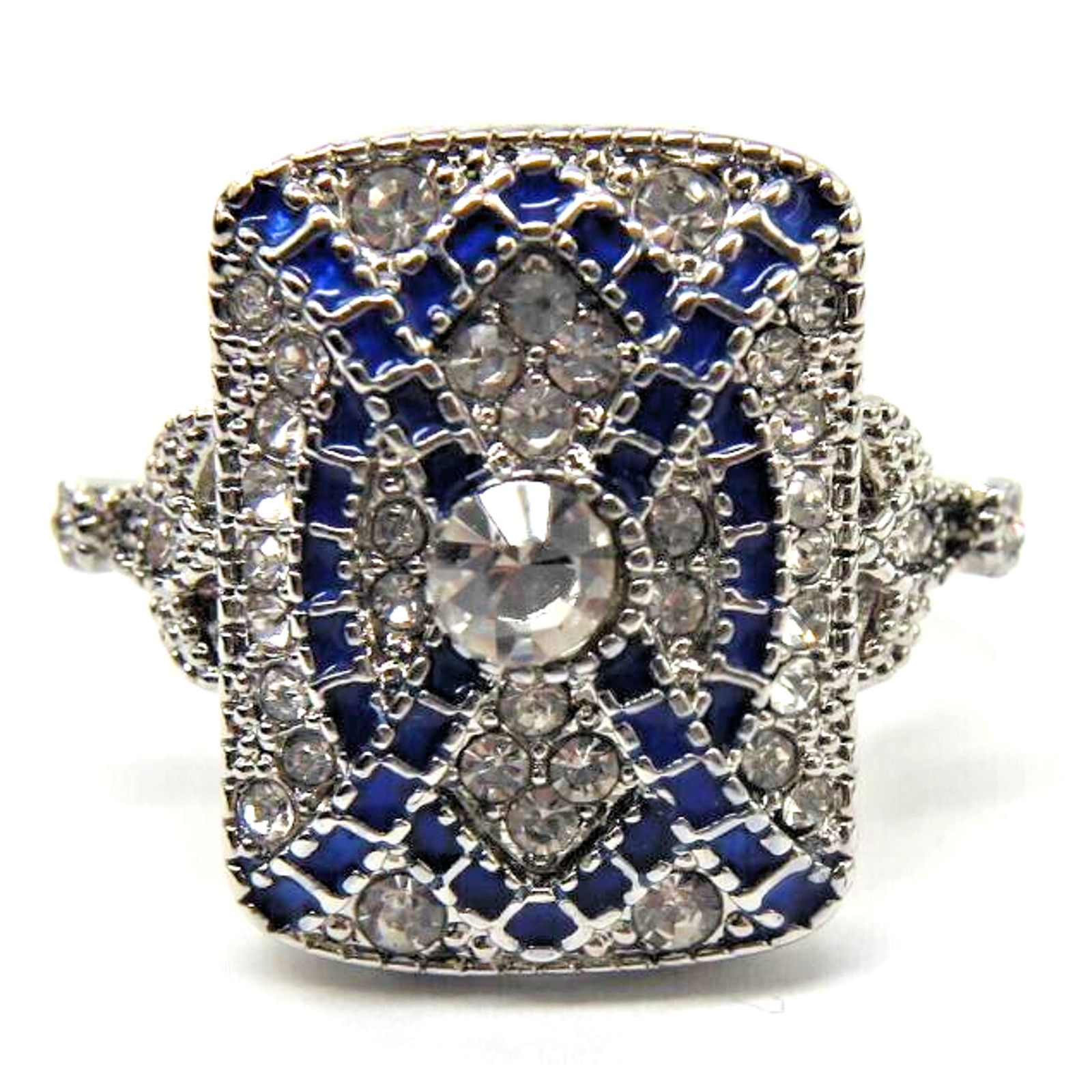Other Faux Art Deco Style Ring •Rhinestone Diamond Look •Size 7.75 Size ONE SIZE - 3 Thumbnail