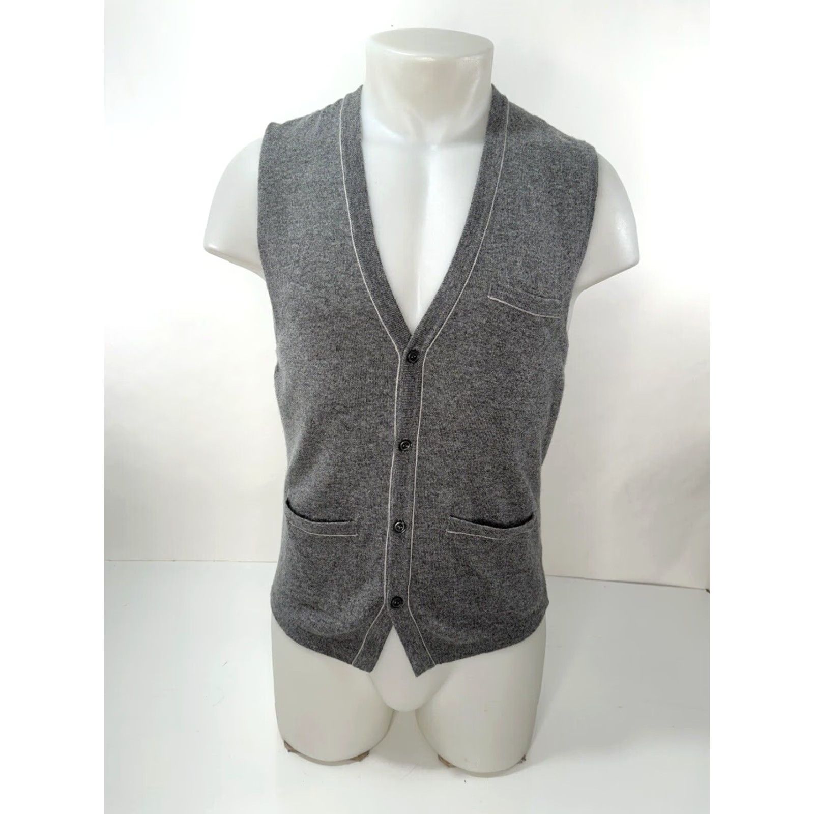 BUGATCHI BUGATCHI Vest Mens S Wool Blend Gray Cardigan Sweater Zip? No Zipper - Tag New MSRP 199 Size US S / EU 44-46 / 1 - 2 Thumbnail