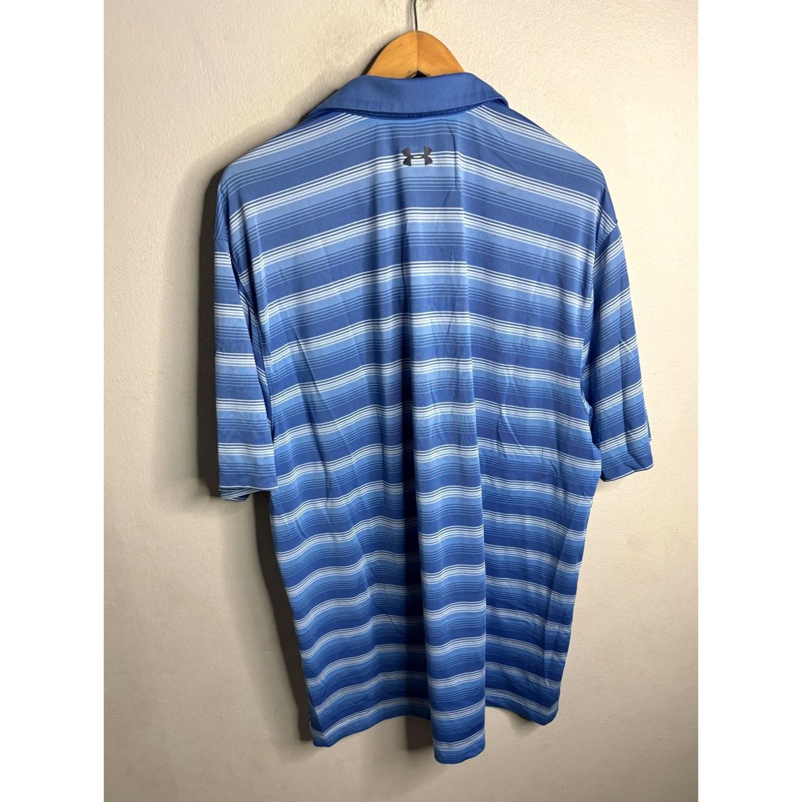 Under Armour Under Armour Shirt Mens 2XL Blue Polo Stripe HeatGear Golf Performance Loose Fit Size US XXL / EU 58 / 5 - 4 Thumbnail