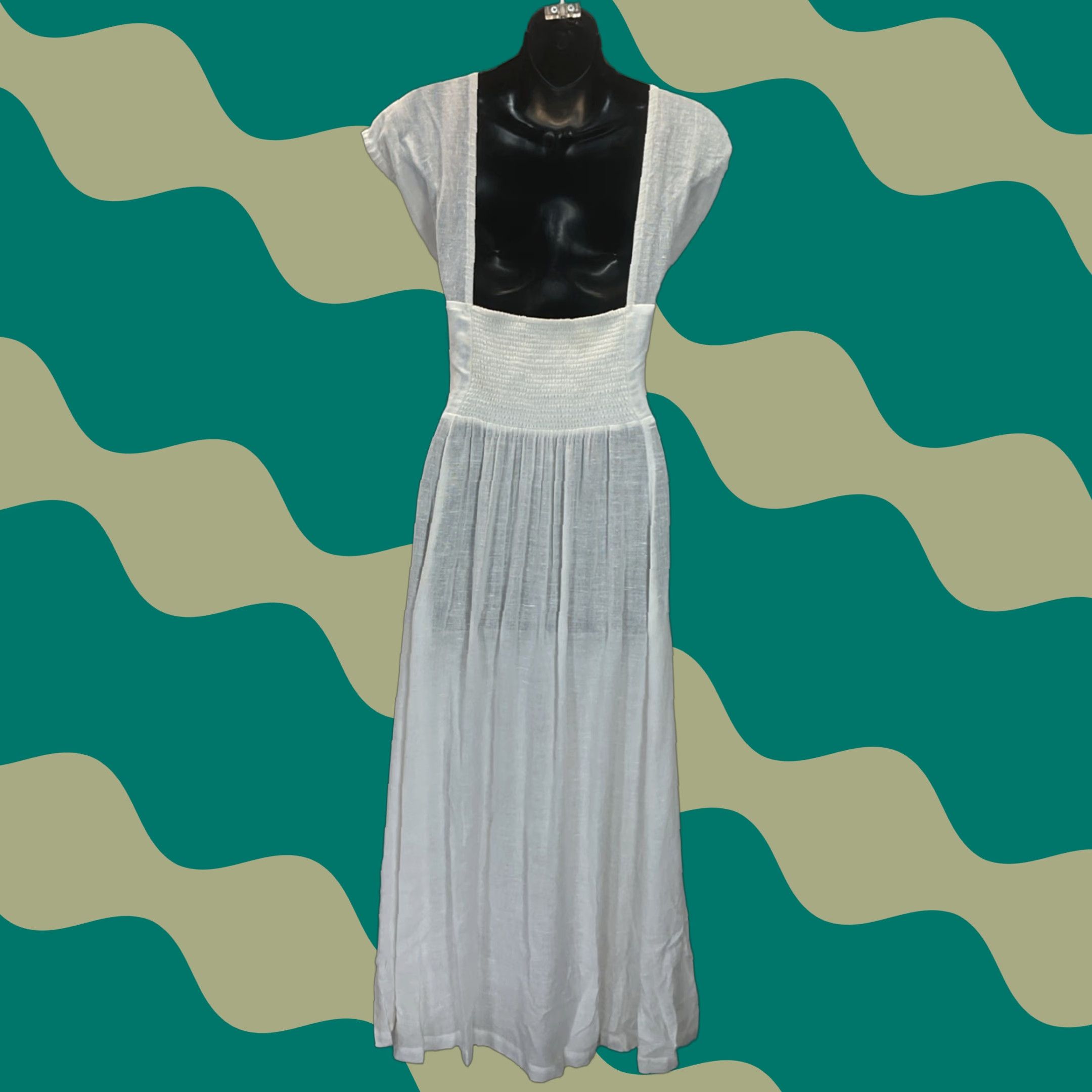 Free People Women S Maxi Dress Shirt Dress V-Neck Ivory Solid Boho Beach  Summer 90s