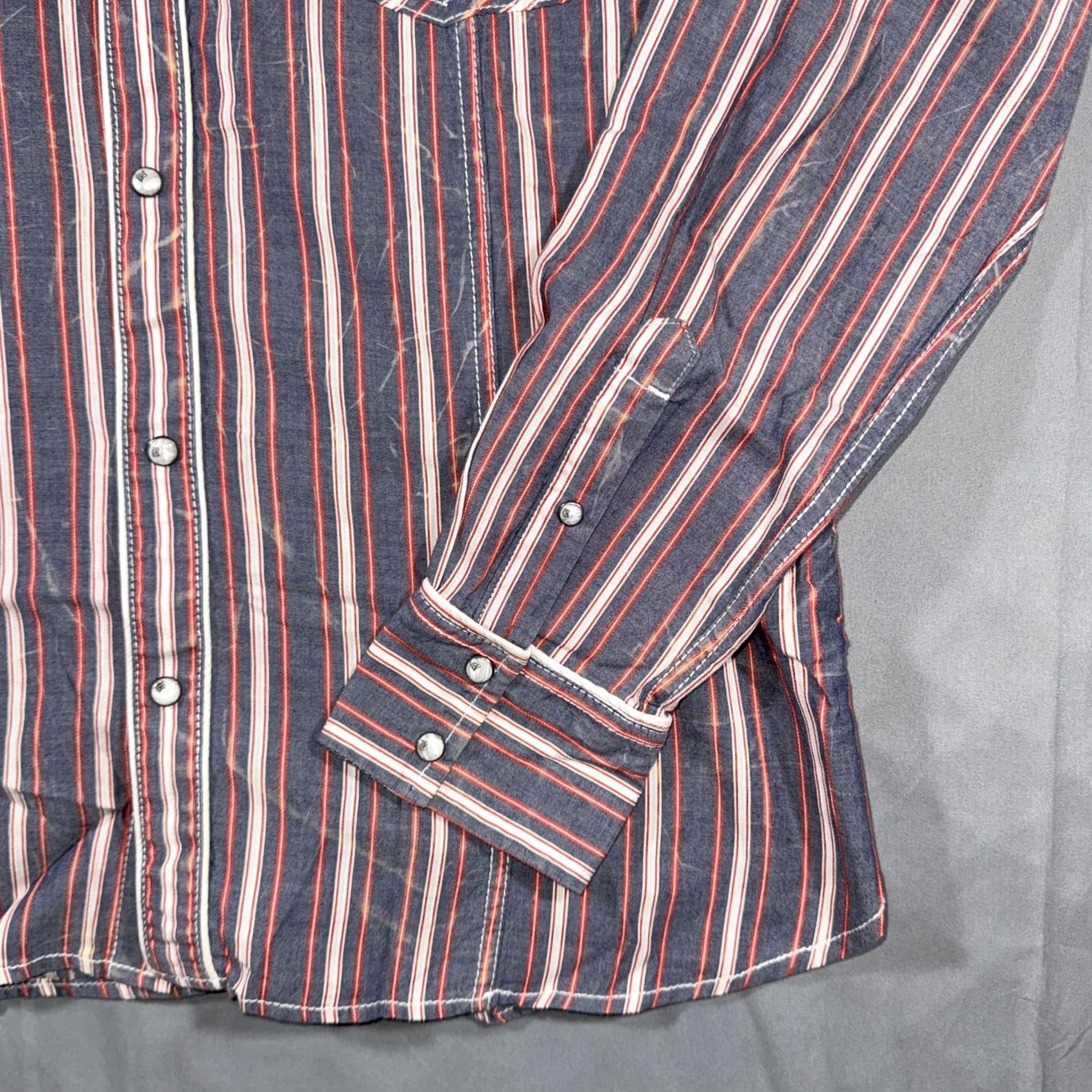 Vintage VINTAGE Rock Revival Shirt Mens Large Blue Red Stripe Snap Front Western Long Sleeve Size US L / EU 52-54 / 3 - 4 Thumbnail