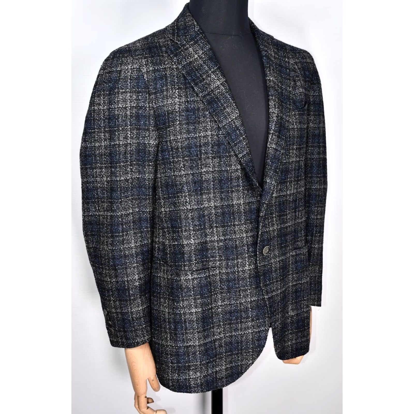 L.B.M. 1911 L.B.M 1911 Blazer Shirt Men 52 Blue Check Wool Limited Edition Tailored Modern Classic Suit Jacket Size 52R - 3 Thumbnail