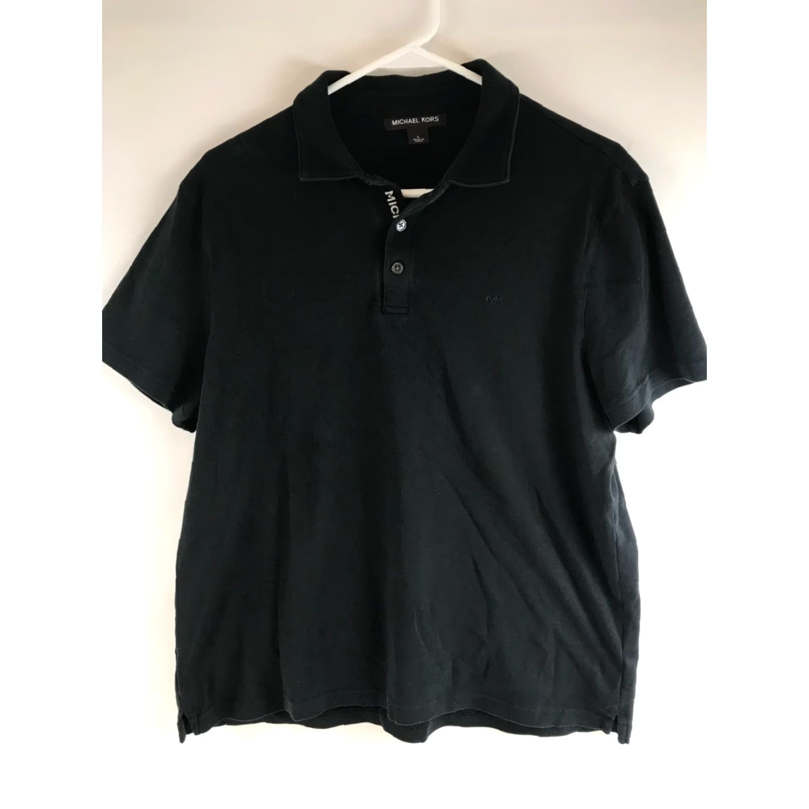 Michael Kors Michael Kors Polo Shirt Men's Large Solid Black Short Sleeve Collared Shirt Mens L Black Polo Size US L / EU 52-54 / 3 - 2 Thumbnail