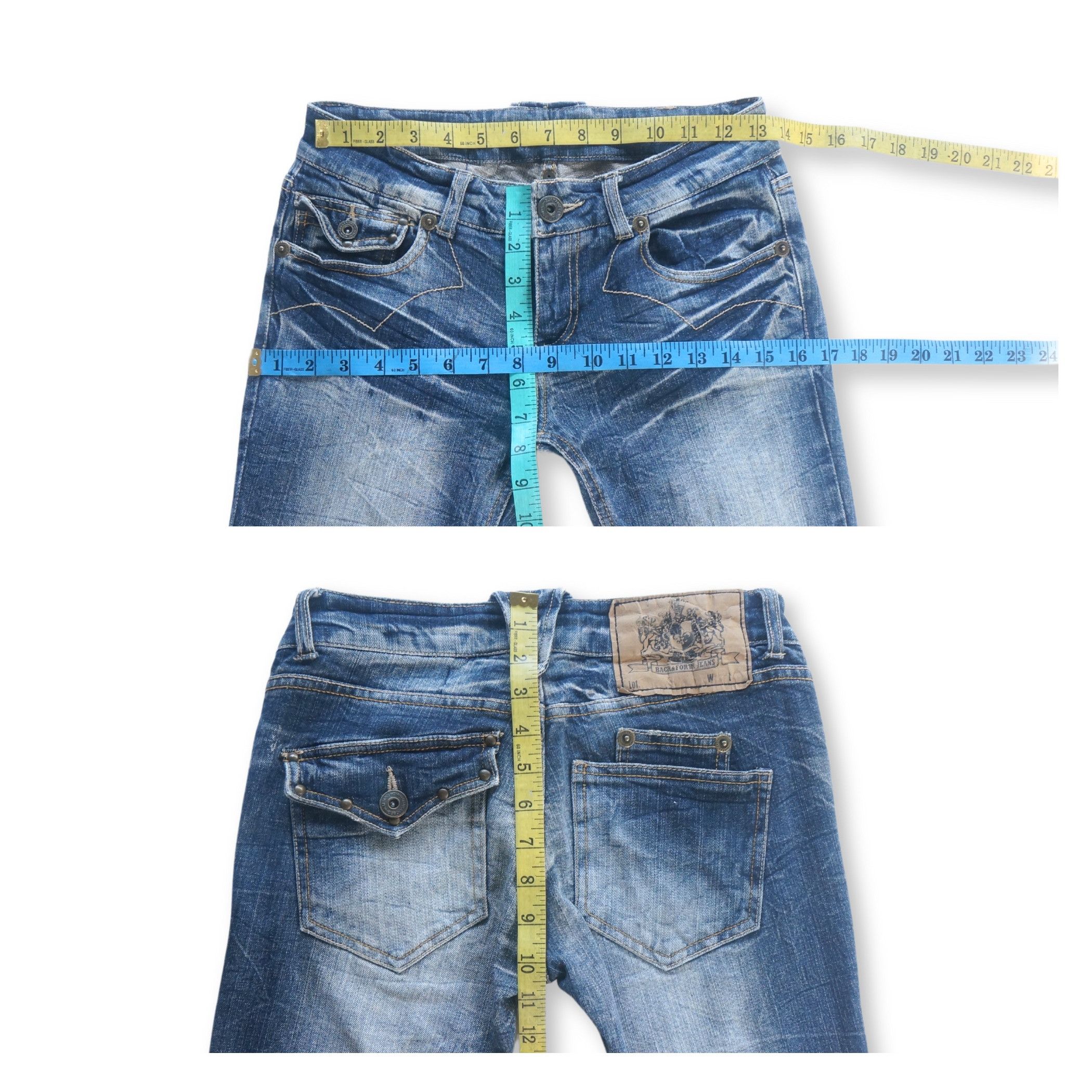 Japanese Brand BACK & FORTH Low Rise & Flare Jeans Size 26" / US 2 / IT 38 - 8 Thumbnail