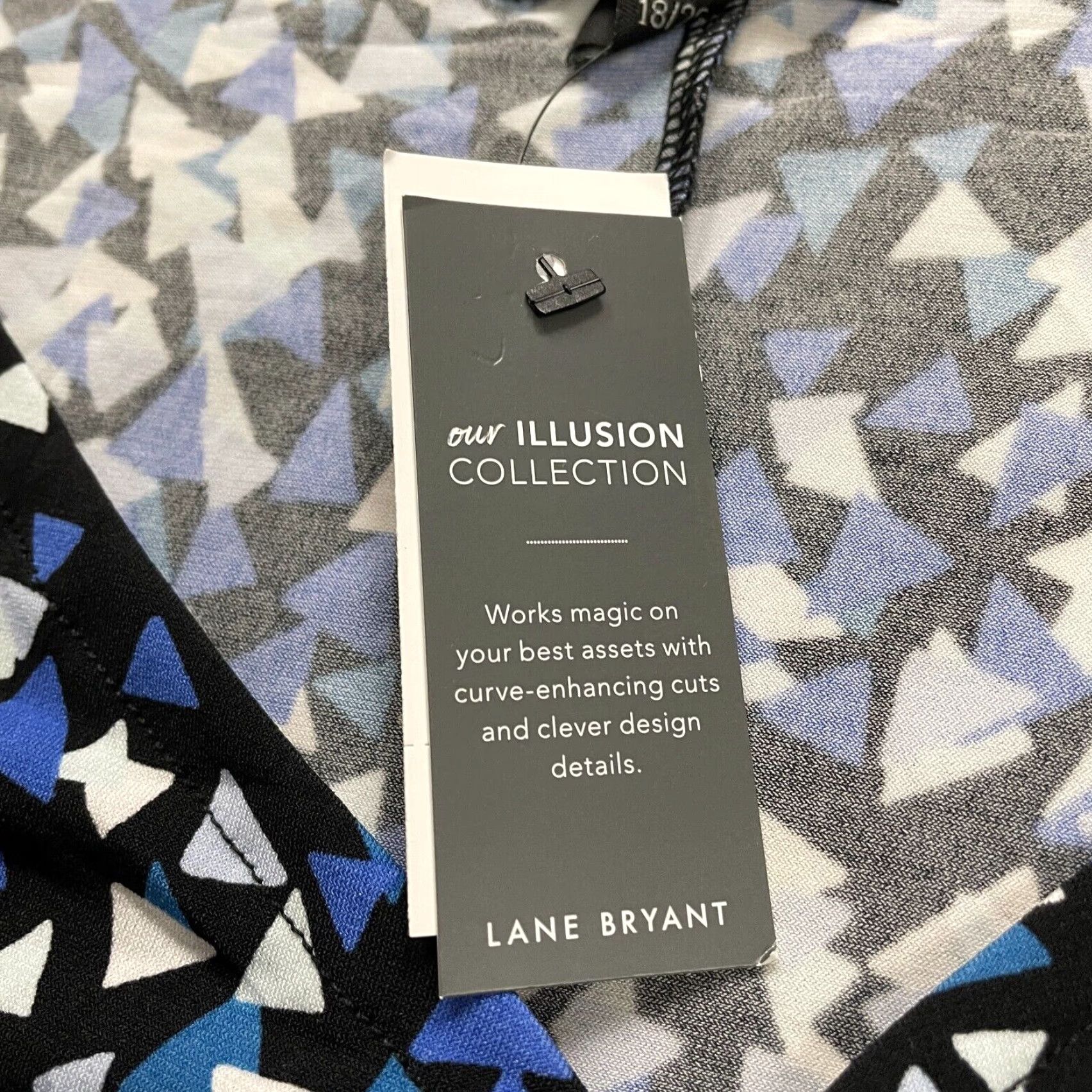 Vintage Lane Bryant Blouse Womens 18/20 Blue White Black V-Neck Keyhole Short Sleeve NWT Size XXL / US 16-18 / IT 52-54 - 4 Thumbnail