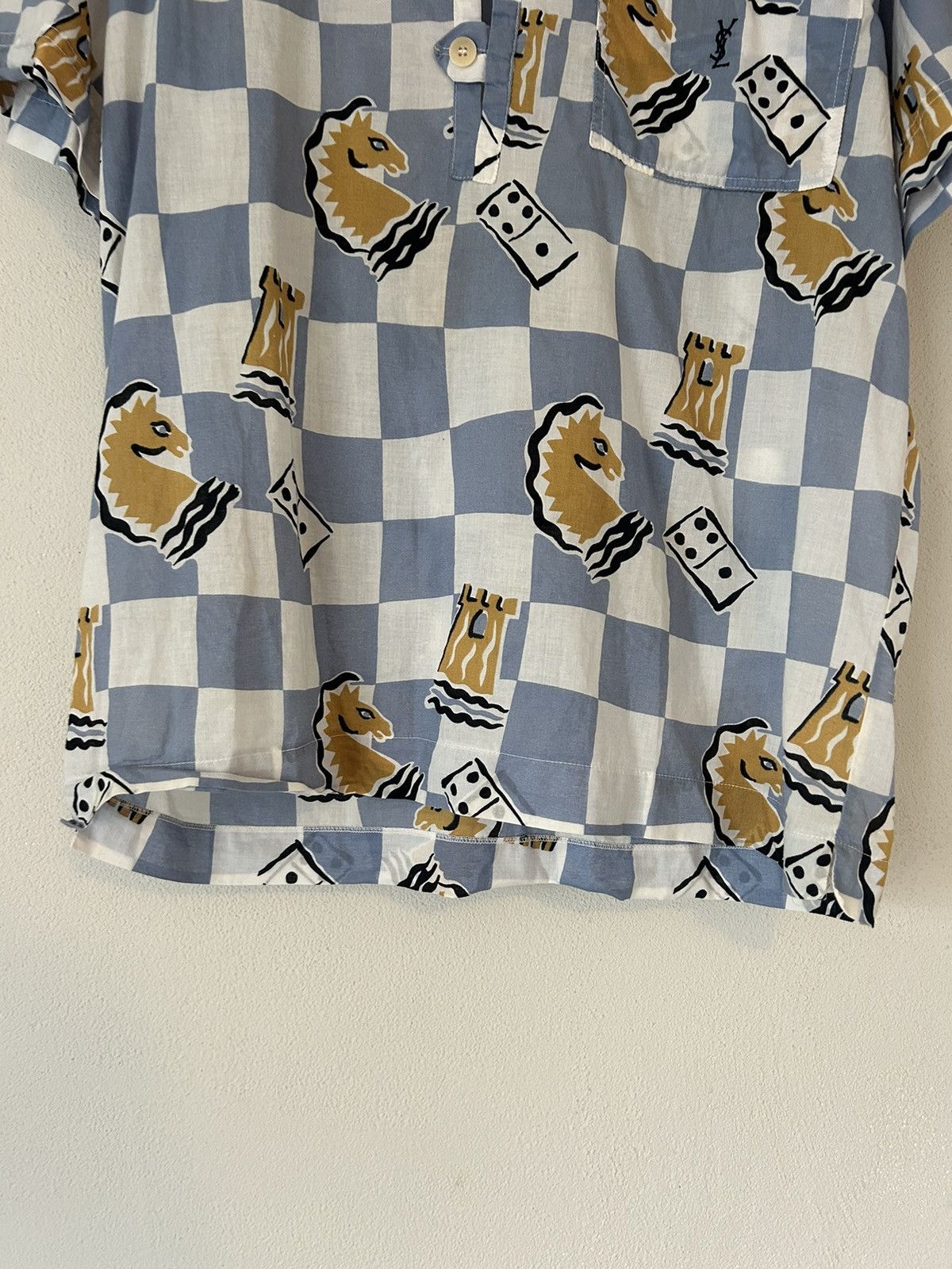 Yves Saint Laurent Chess Print Short Sleeve Shirt Size US M / EU 48-50 / 2 - 5 Thumbnail