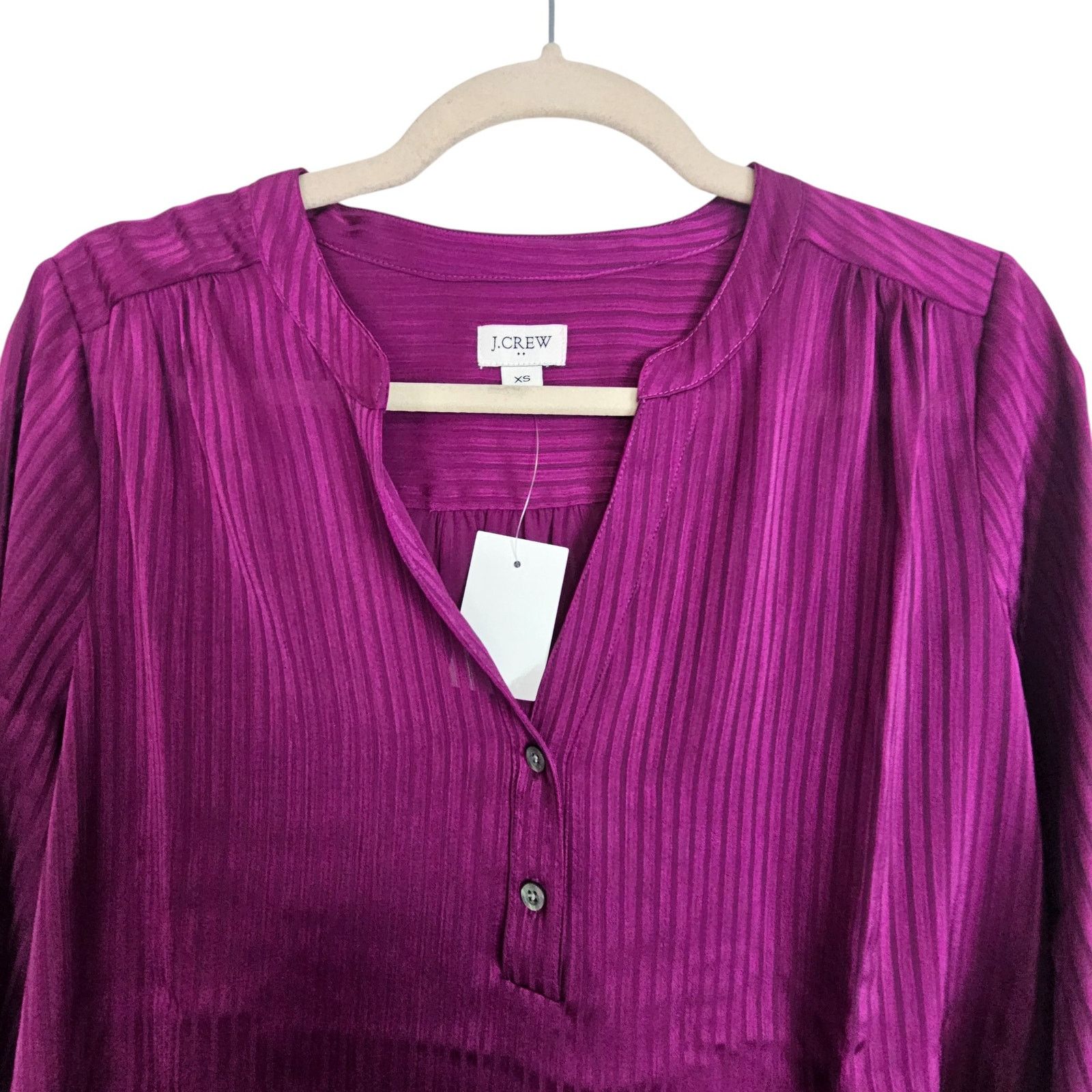 J.Crew J. Crew Womens Shadow Striped Popover Placket Blouse Size XS Size XS / US 0-2 / IT 36-38 - 3 Thumbnail
