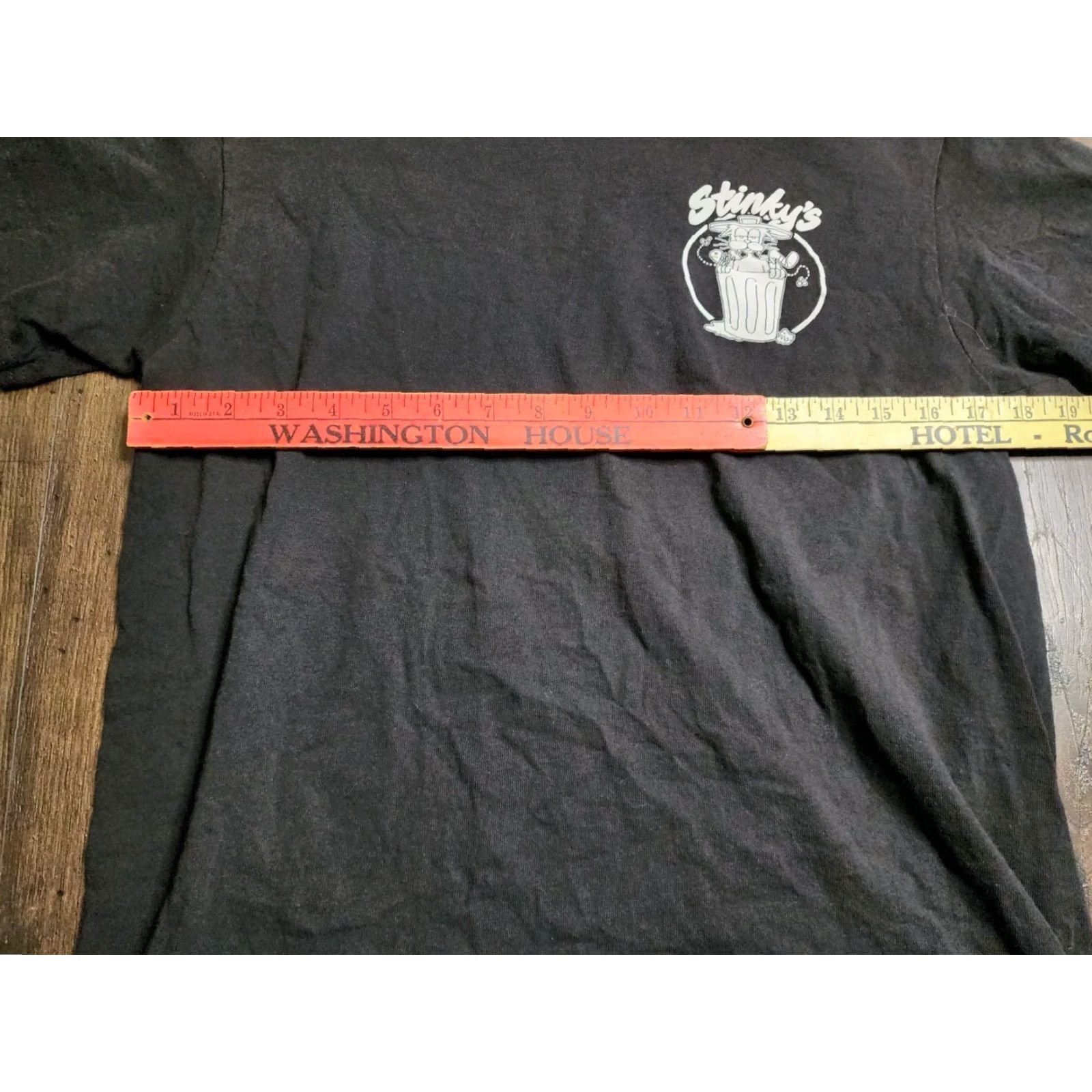 Vintage Mens M T-Shirt Stinky's Waste Management Stay Trashy Funny Graphic Front and Back Black Cotton Crew Neck Short Sleeve Size M Adults Mens Size US M / EU 48-50 / 2 - 2 Thumbnail