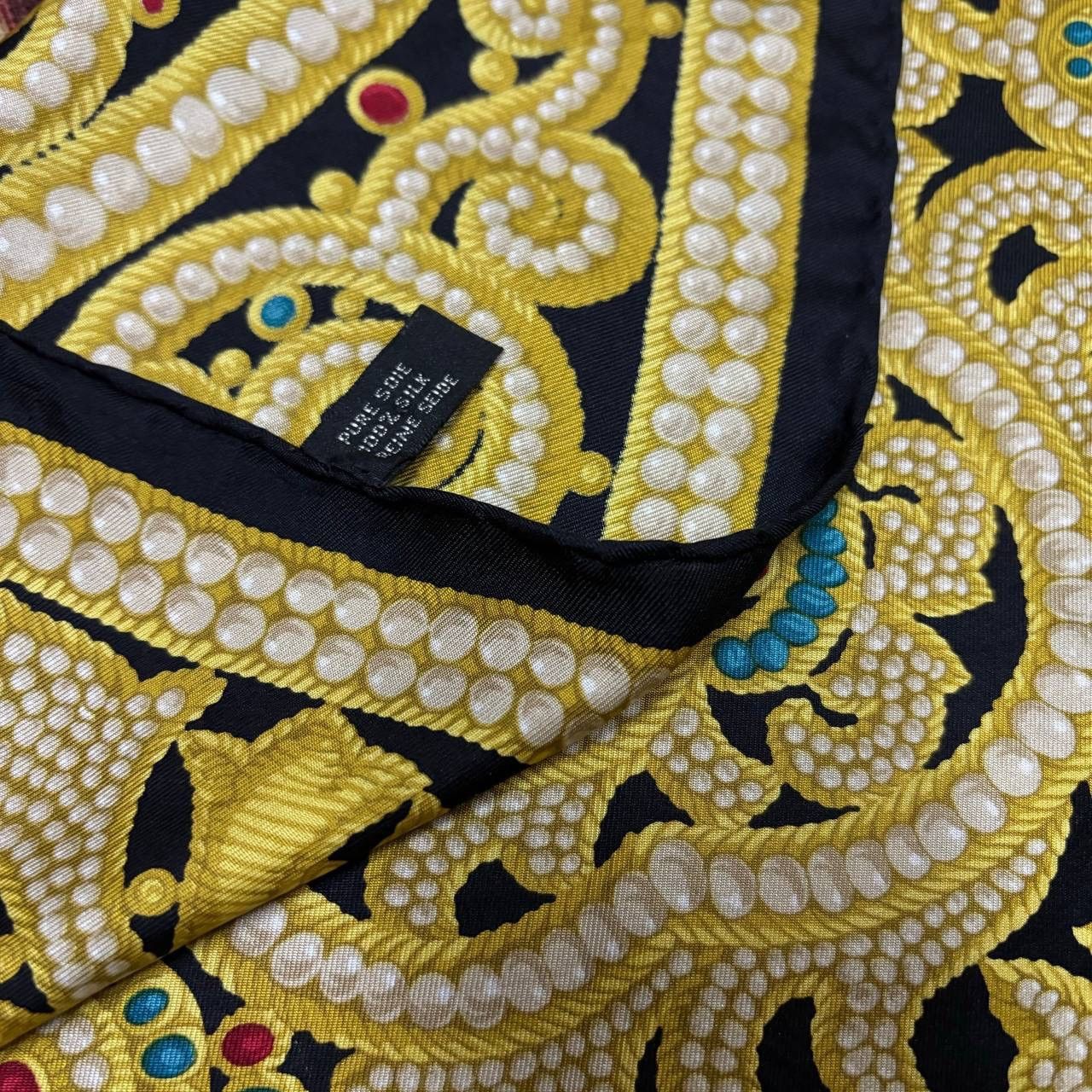Christian Dior Monsieur Vintage Christian Dior Silk Scarf Babushka Gold Motif Size ONE SIZE - 5 Thumbnail