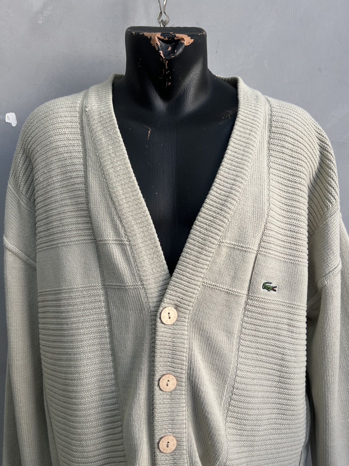 Lacoste Beige Knit lacoste chemise y2k Cardigan Vintage Classic Size US L / EU 52-54 / 3 - 2 Thumbnail