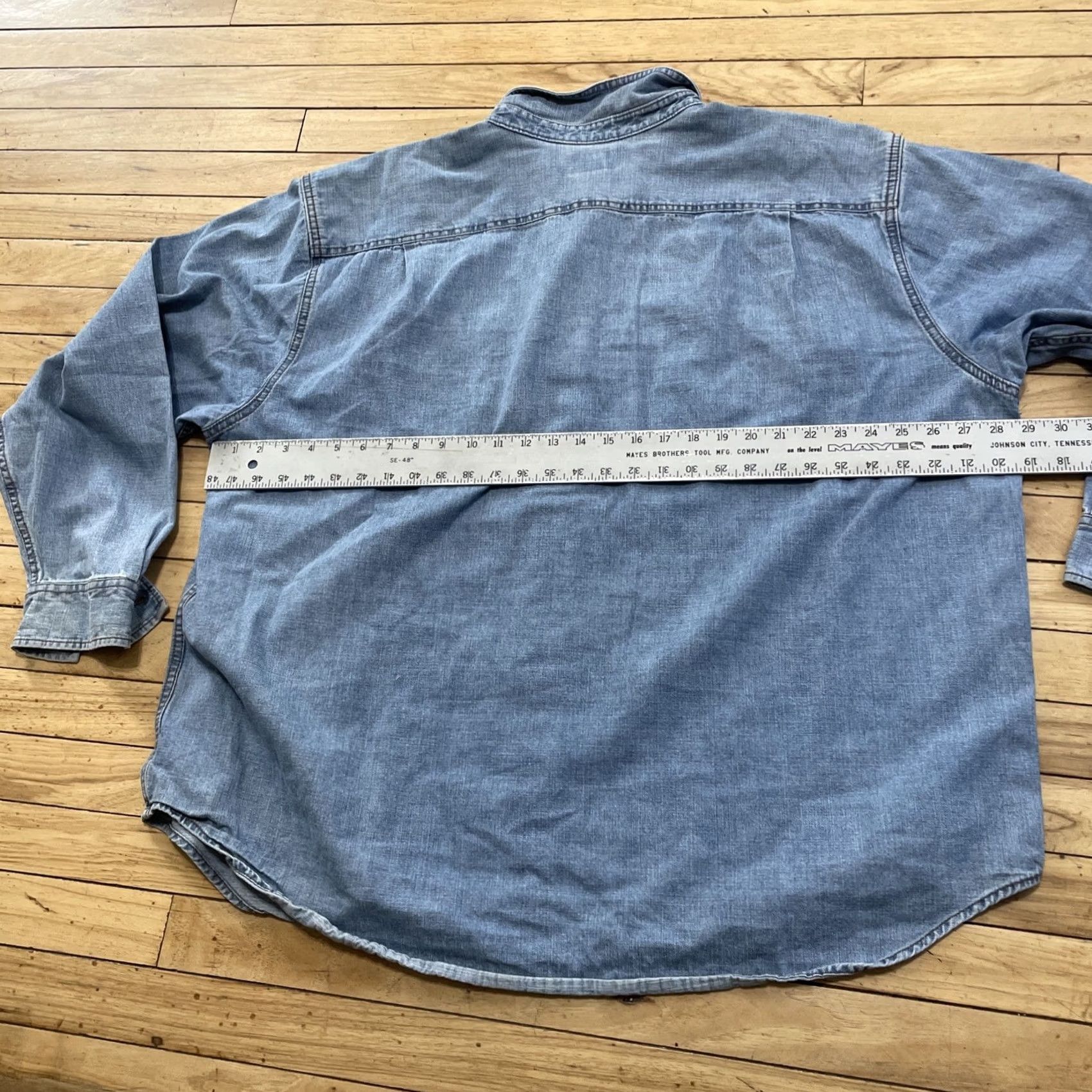 Denime VINTAGE Schmidt Workwear Shirt Denim Shirt Men 3XL Cotton Blue Jean Long Sleeve 3X Mens Size US XXL / EU 58 / 5 - 7 Thumbnail