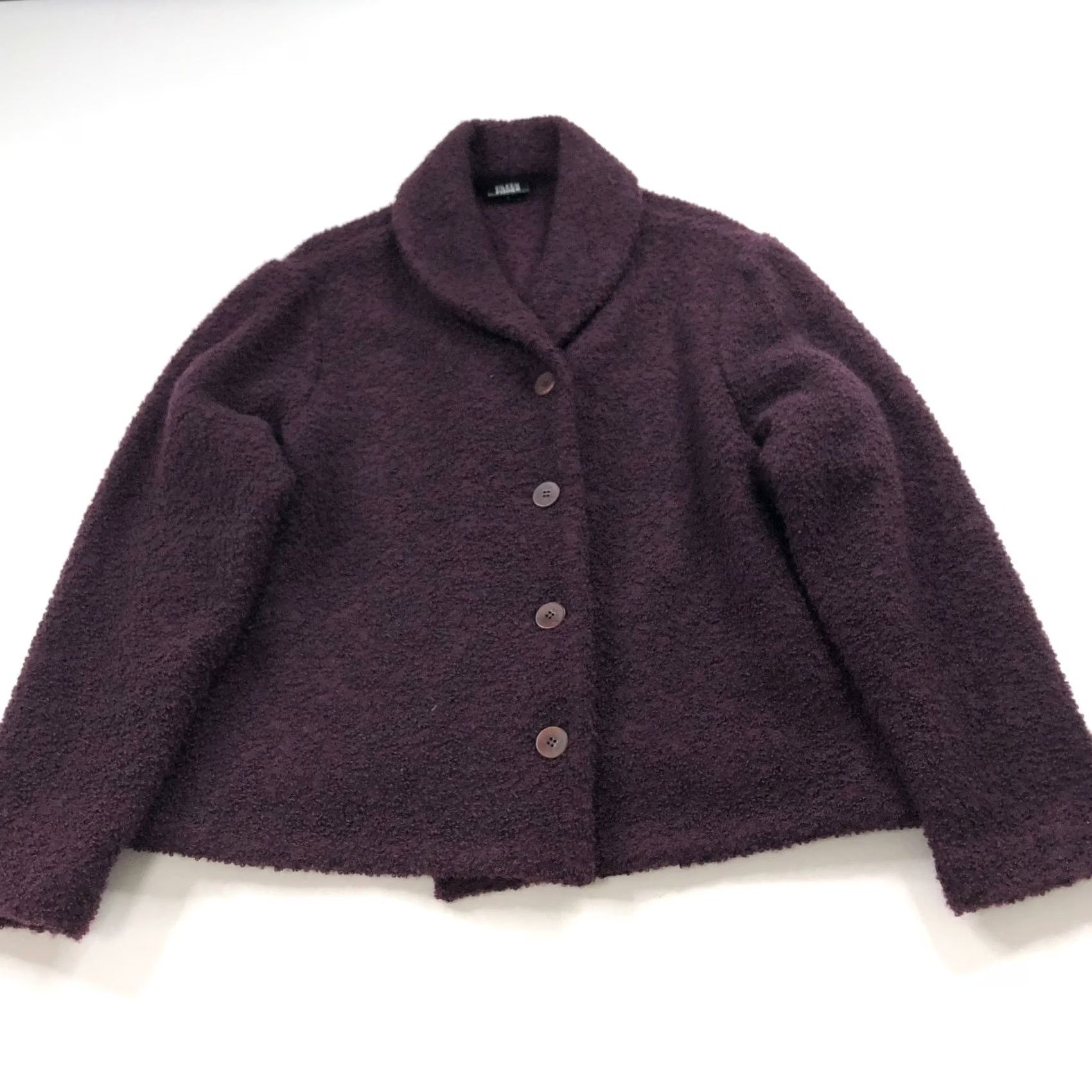 J. Jill J.Jill Womens Blazer Wool Blend 3 Button Purple MINT Solid Knit L Mid-Length Long Sleeve Buttoned Collar Fall Spring Summer Winter Womens Size L / US 10 / IT 46 - 4 Thumbnail