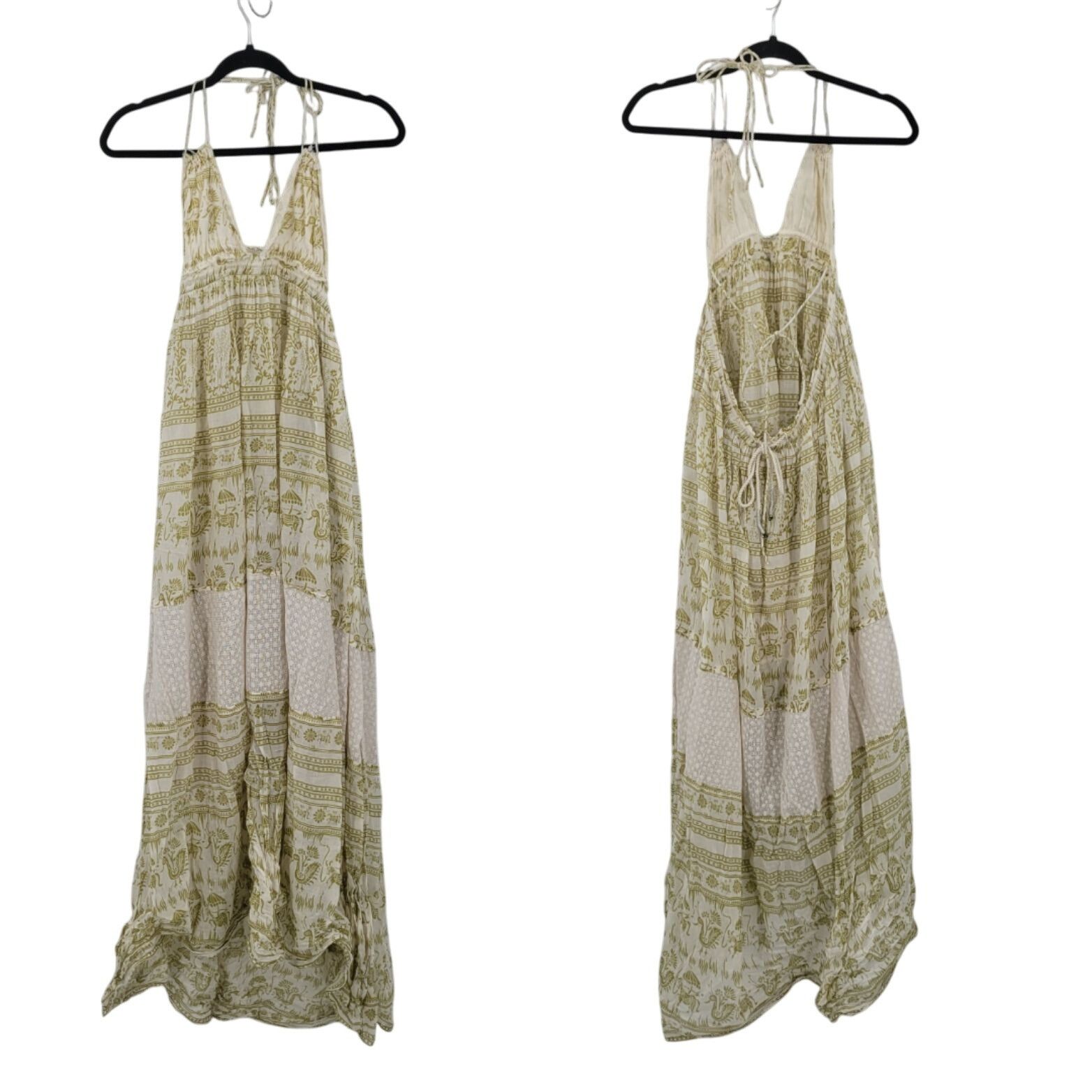 Free People Womens Boho Maxi Dress Halter Open Back Tiered S