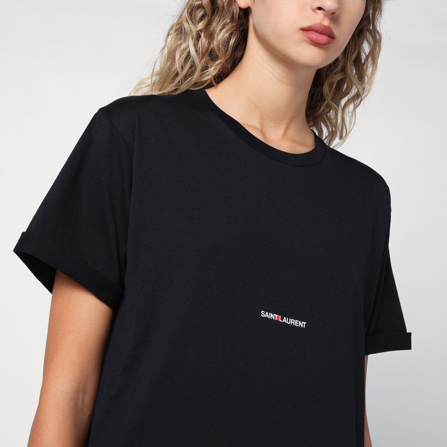 Saint Laurent Paris o1d2blof0924 Logo Print T-Shirt in Black Size XS / US 0-2 / IT 36-38 - 4 Thumbnail