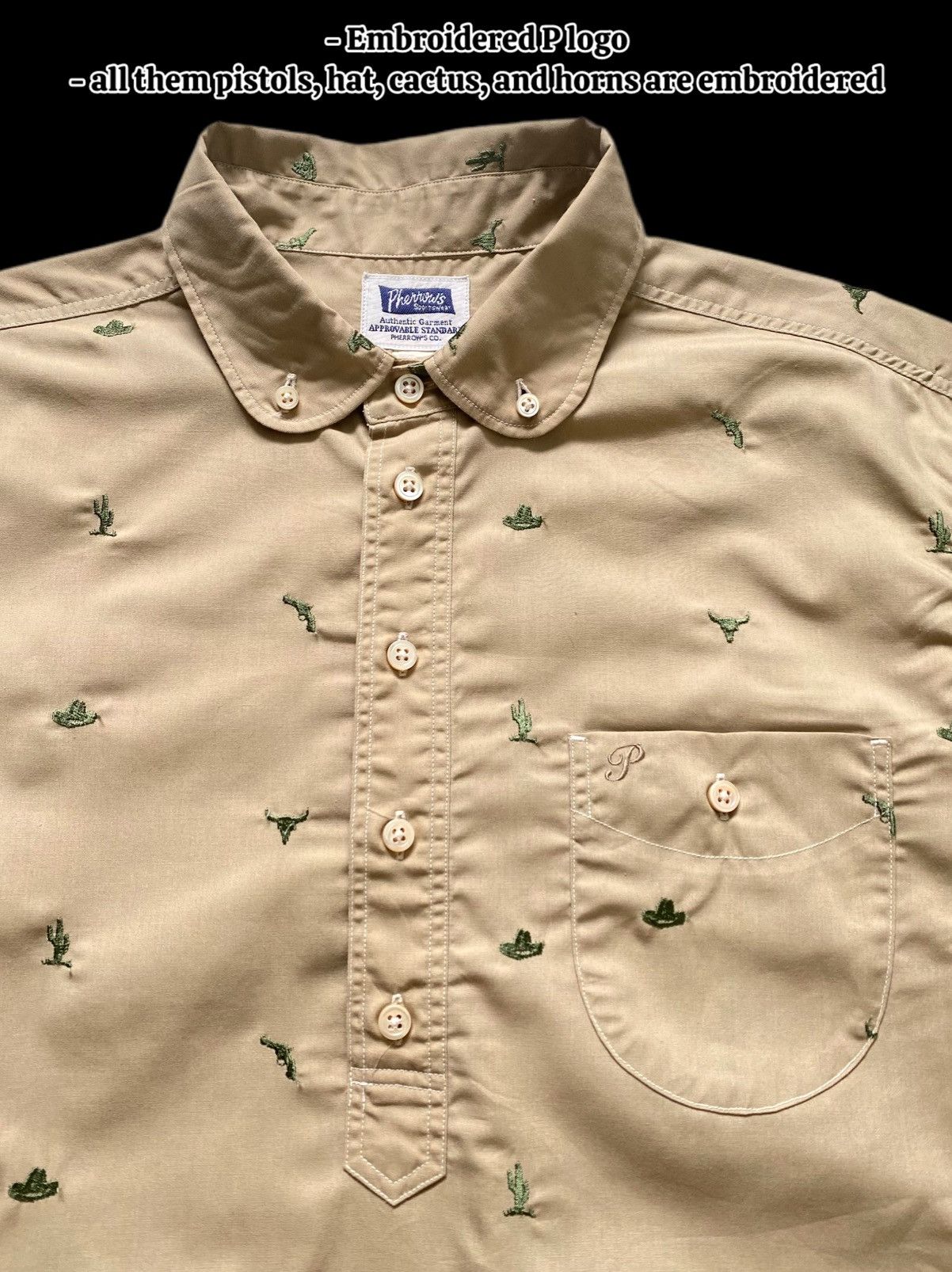 Pherrow's Vintage Pherrow’s Khaki Western-Americana Embroidered Shirt Size US M / EU 48-50 / 2 - 2 Thumbnail