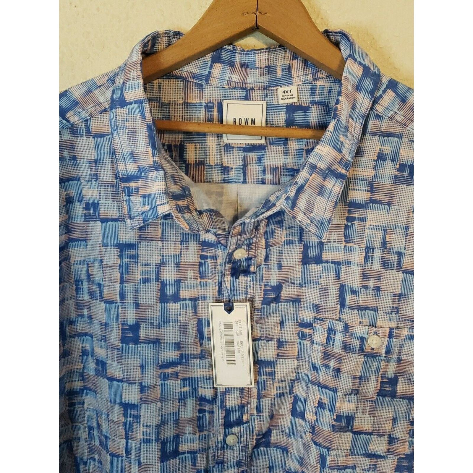Other new rowm Shirt Mens 4XT Blue Plaid Short Sleeve Button Down Size US XXL / EU 58 / 5 - 3 Thumbnail